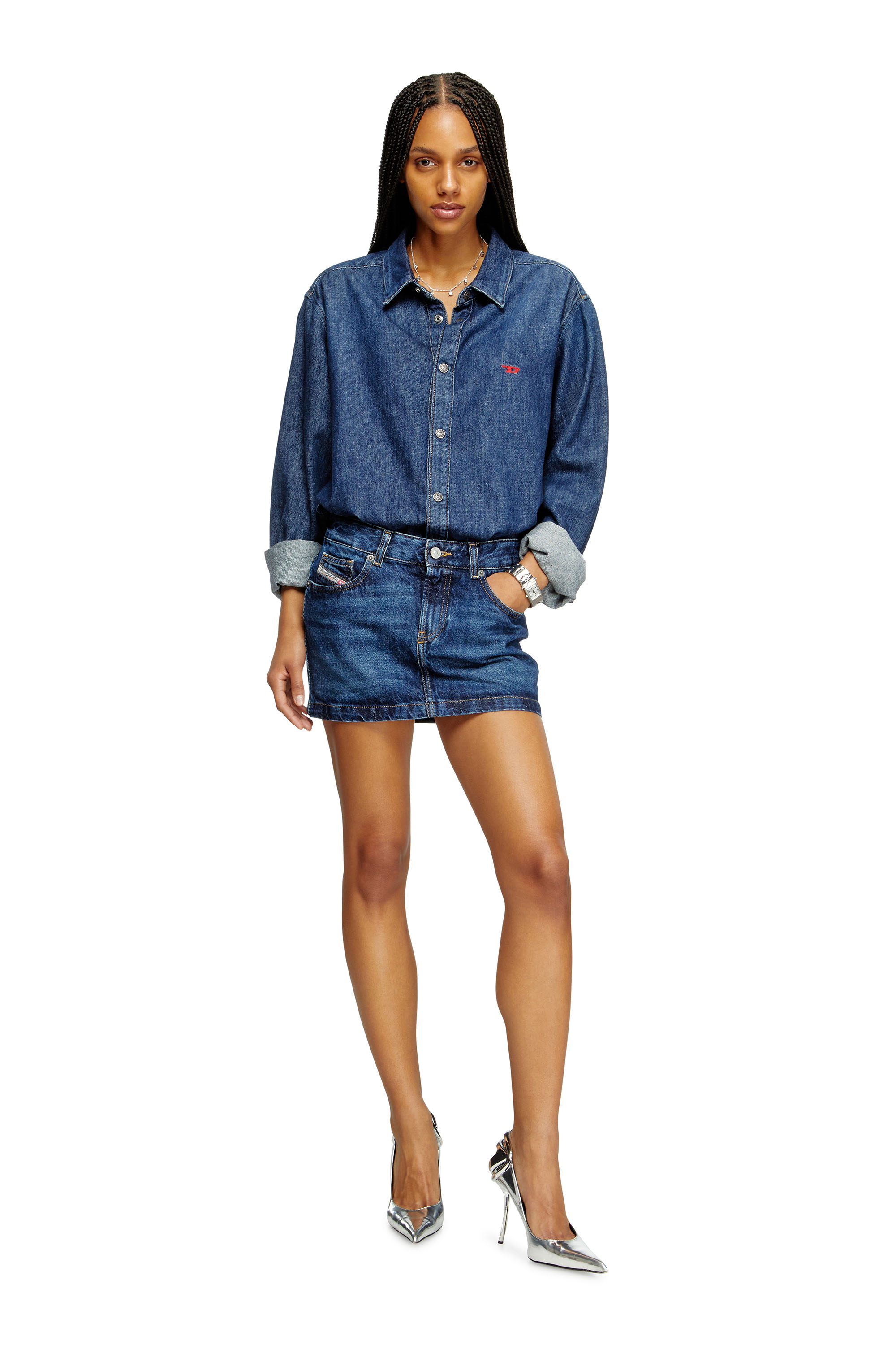 Diesel - DE-RON, Minigonna in denim Donna in Blu - 2
