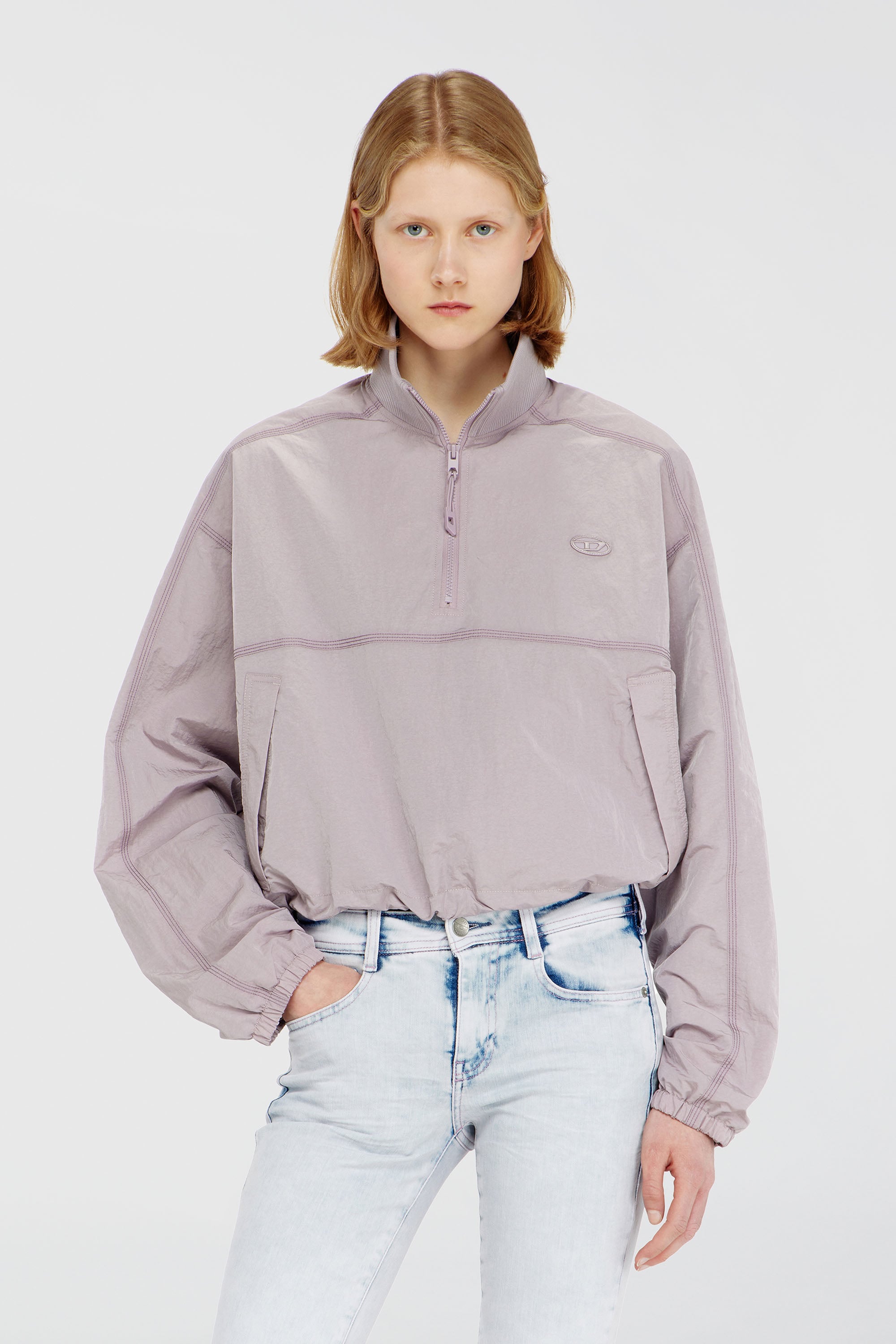 Diesel - G-ANOCK, Giacca relaxed in nylon con collo alto Donna in Viola - 1