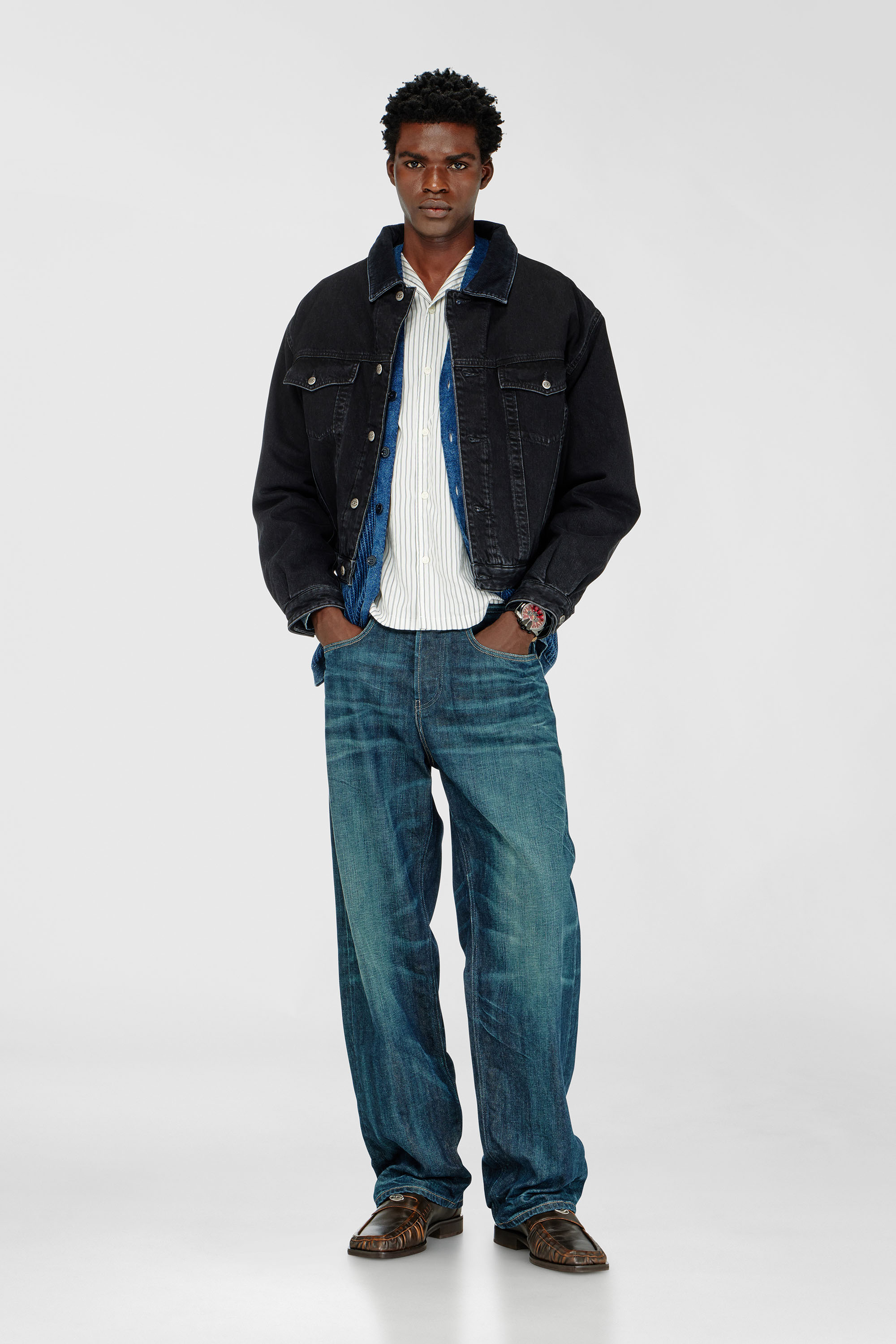 Diesel - D-RANGER-T, Unisex's Padded trucker jacket in denim in Black - 2
