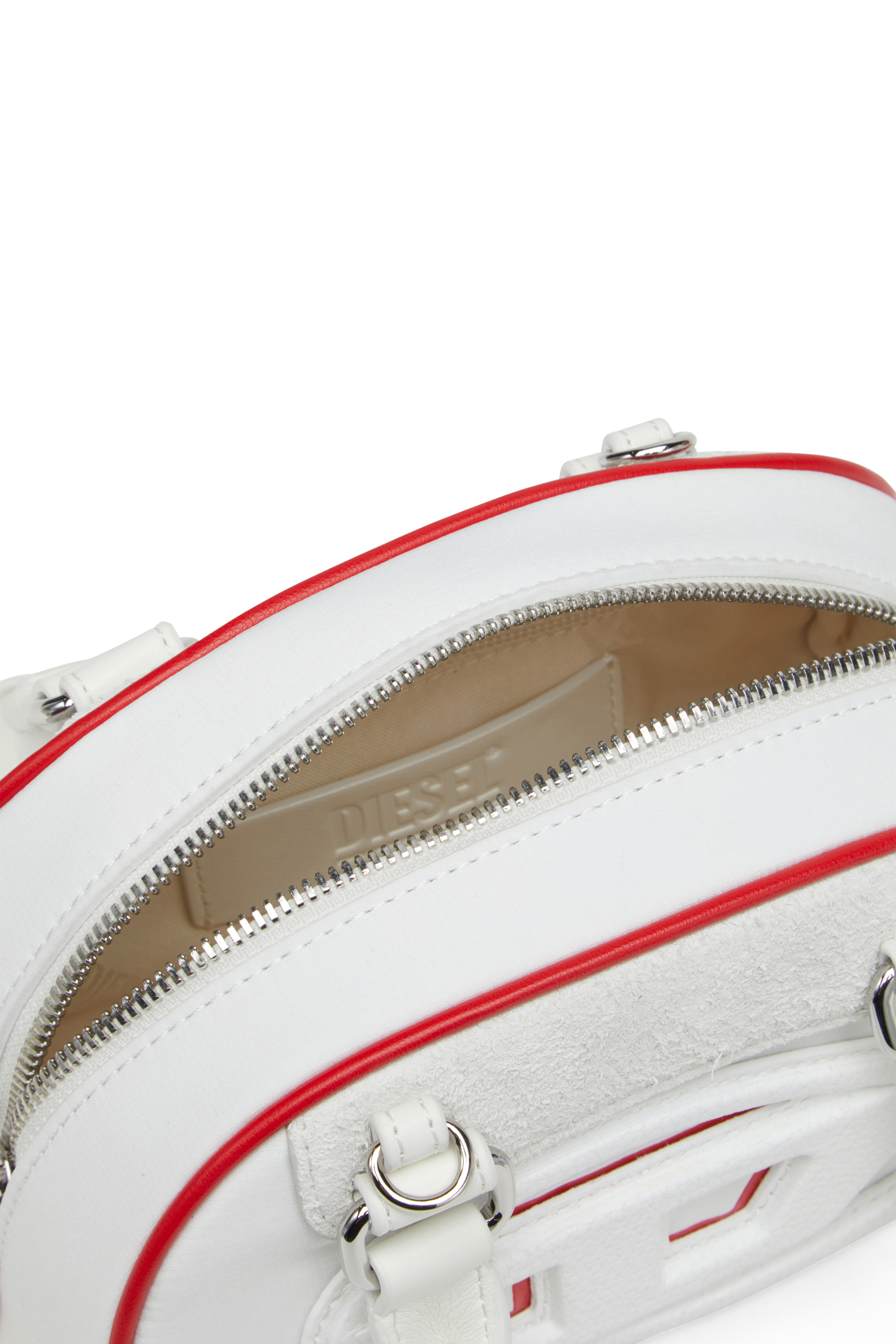 Diesel - 1DR DOME CROSSBODY, Mini borsa bowling colour-block Donna in Bianco - 4