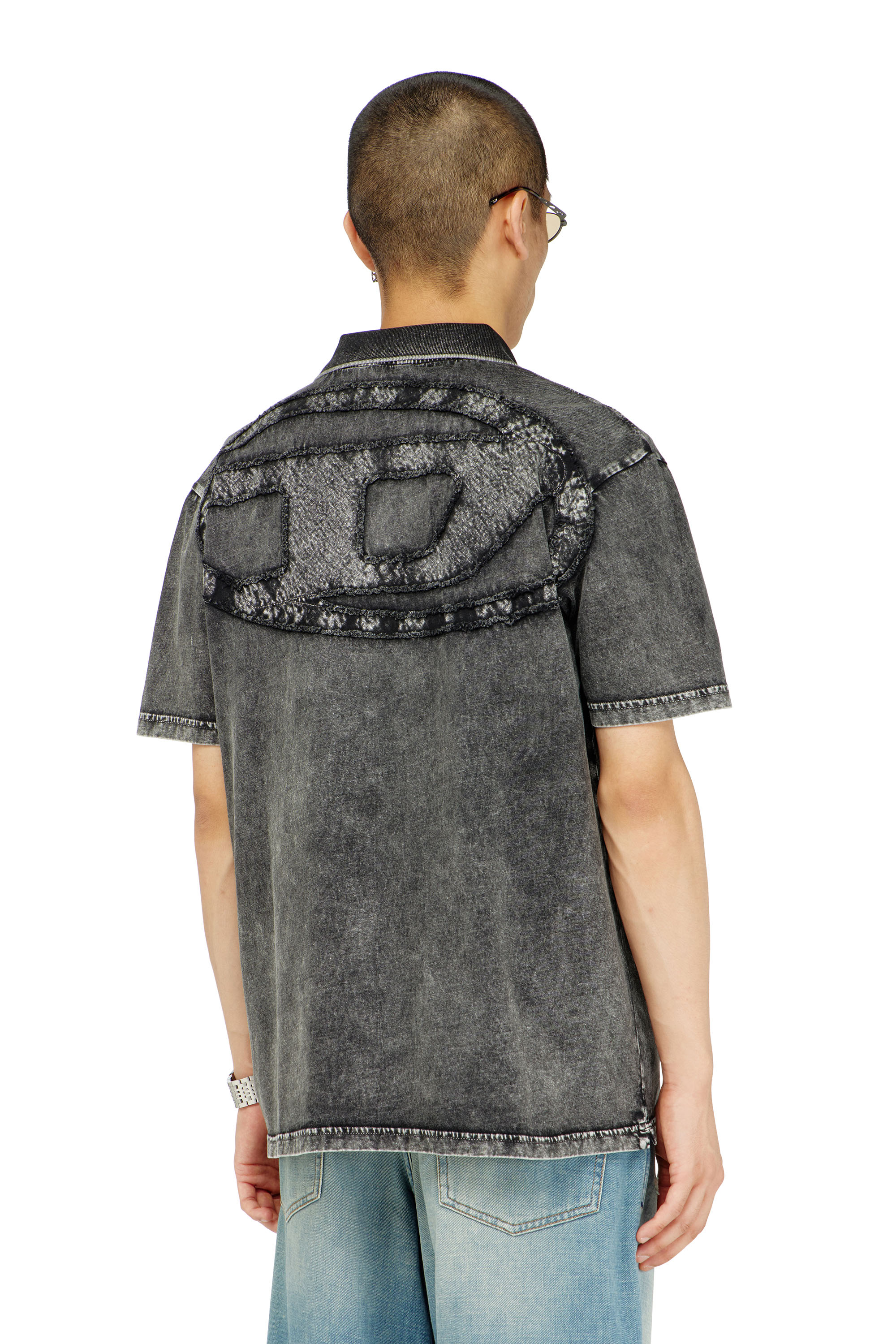 Diesel - T-REJUST-NC-DEN, Polo in jersey effetto denim Uomo in Grigio - 4