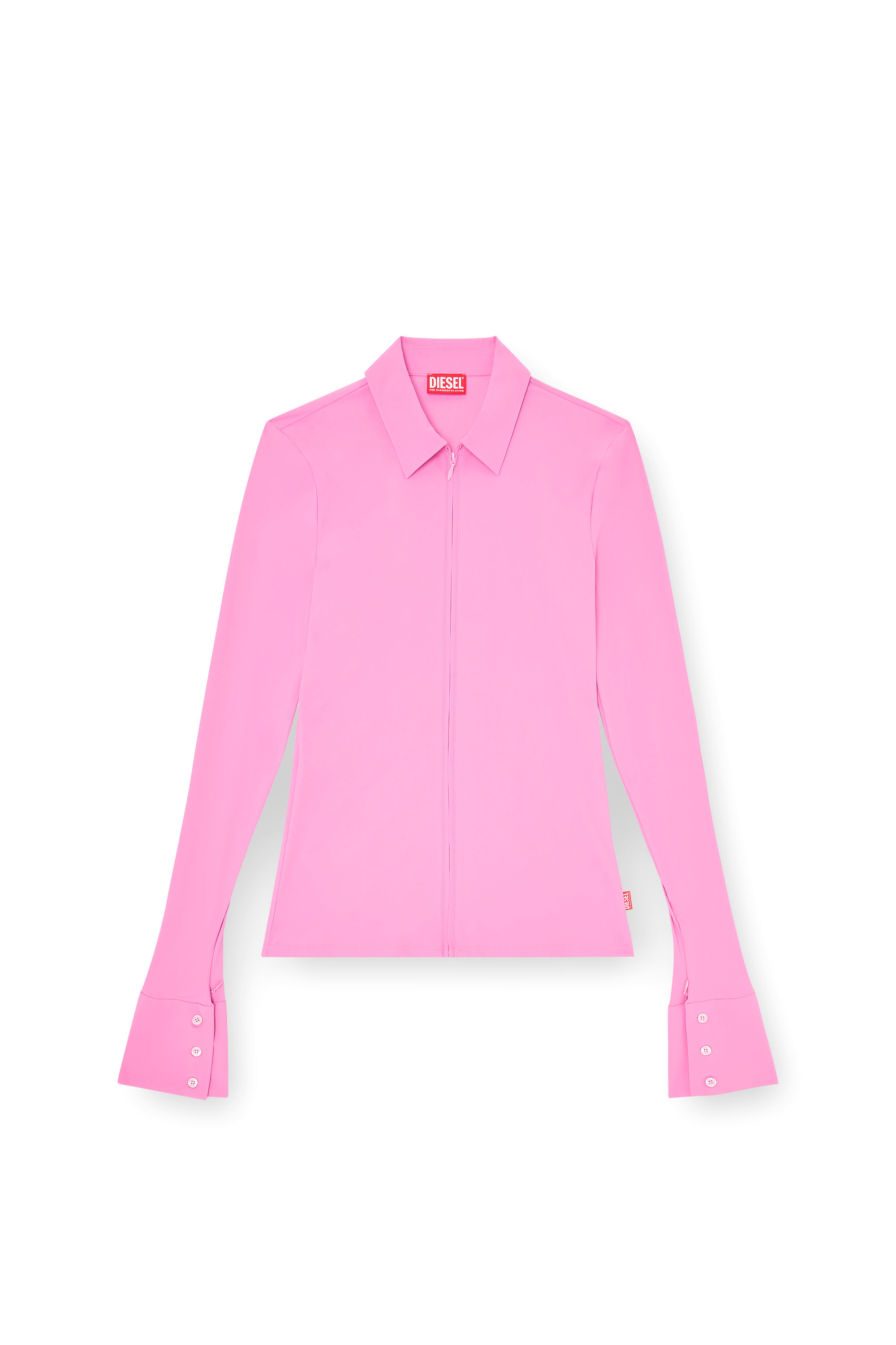 Diesel - S-LOKID, Camicia aderente con zip in Lycra Uomo in Rosa - 3