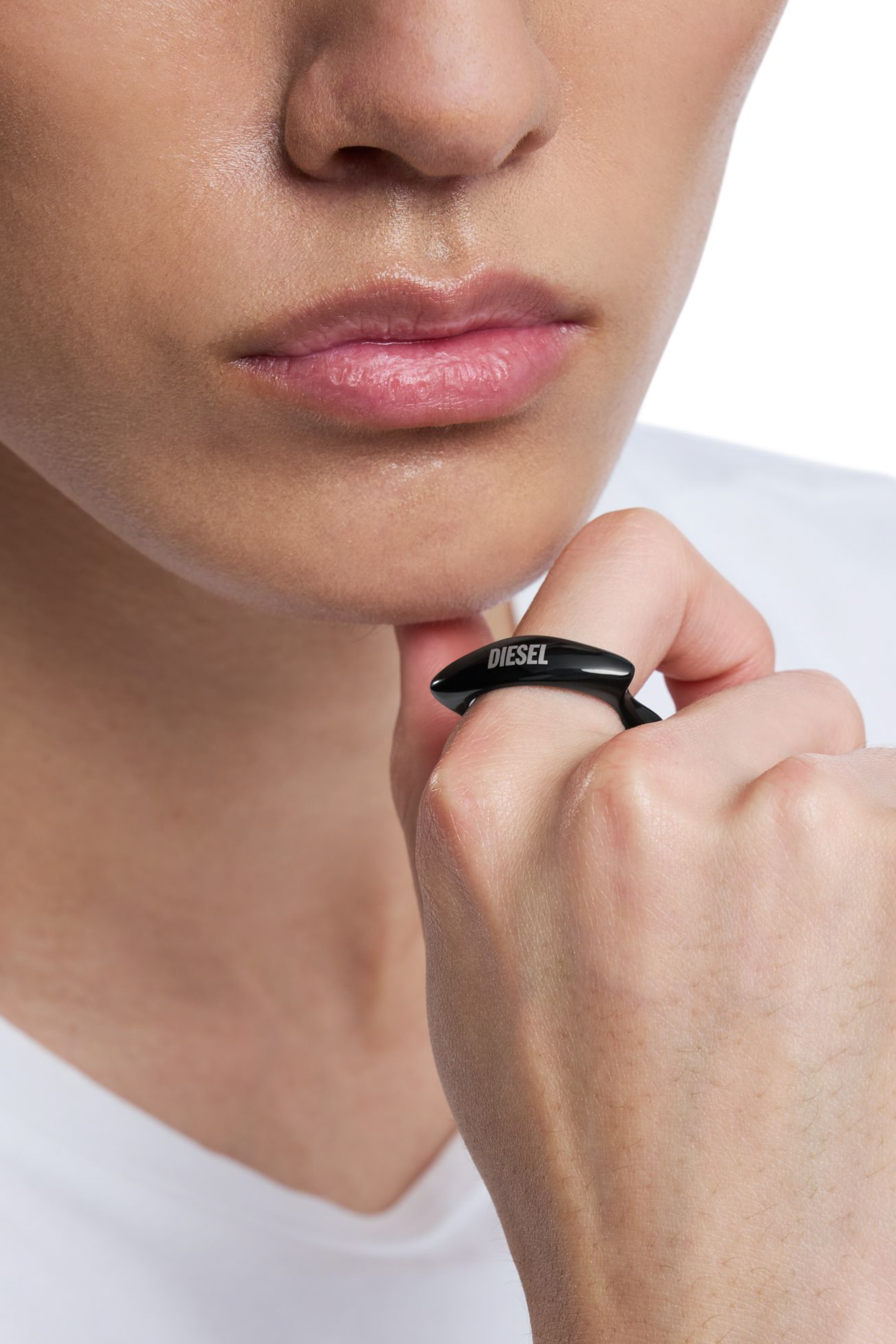 Diesel - DX1632001 JEWELLERY, Anello a fascia in acciaio nero Unisex in Nero - 6