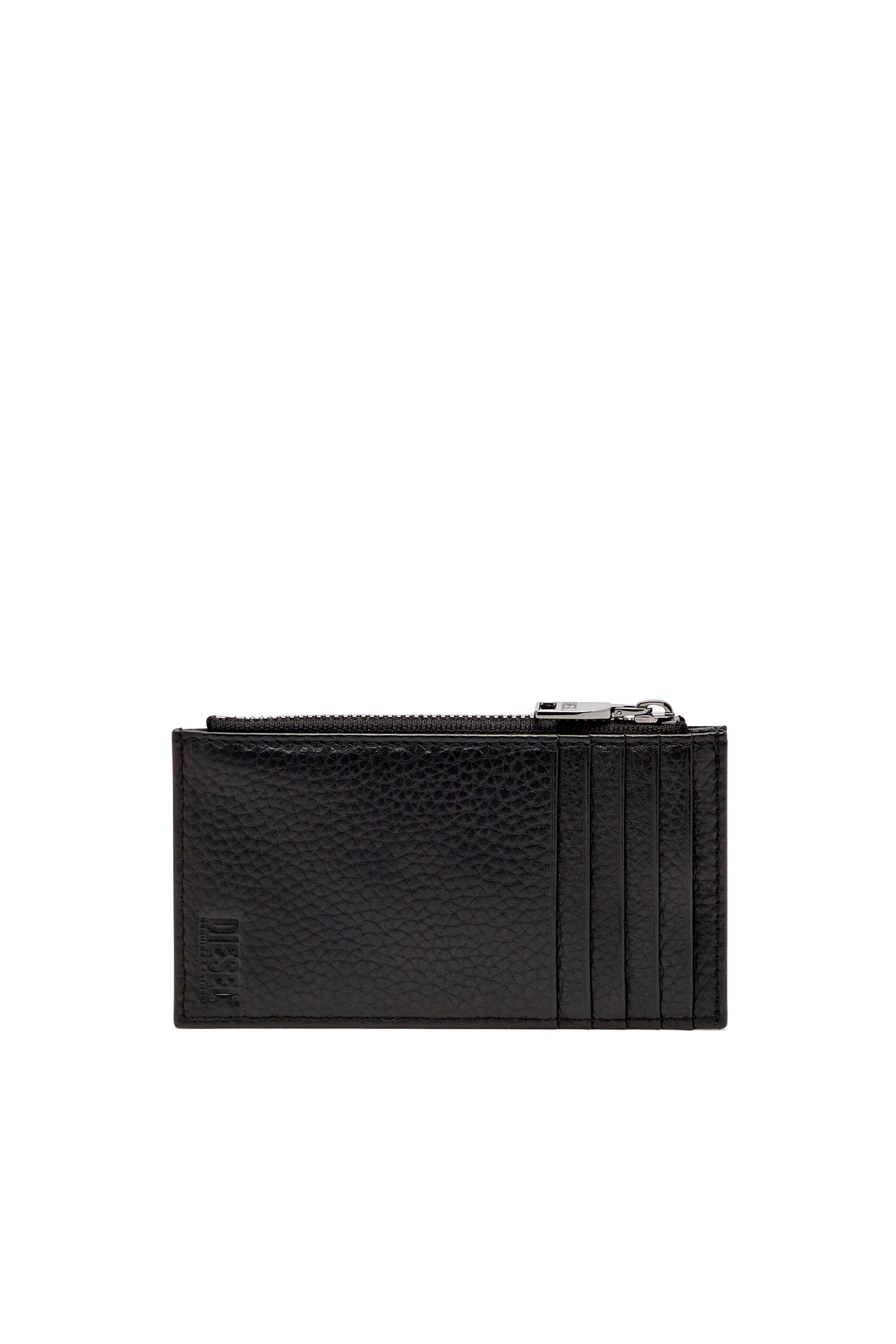 Diesel - HISSU EVO CARD HOLDER III, Flat card holder in grainy leather Uomo in Nero - 2