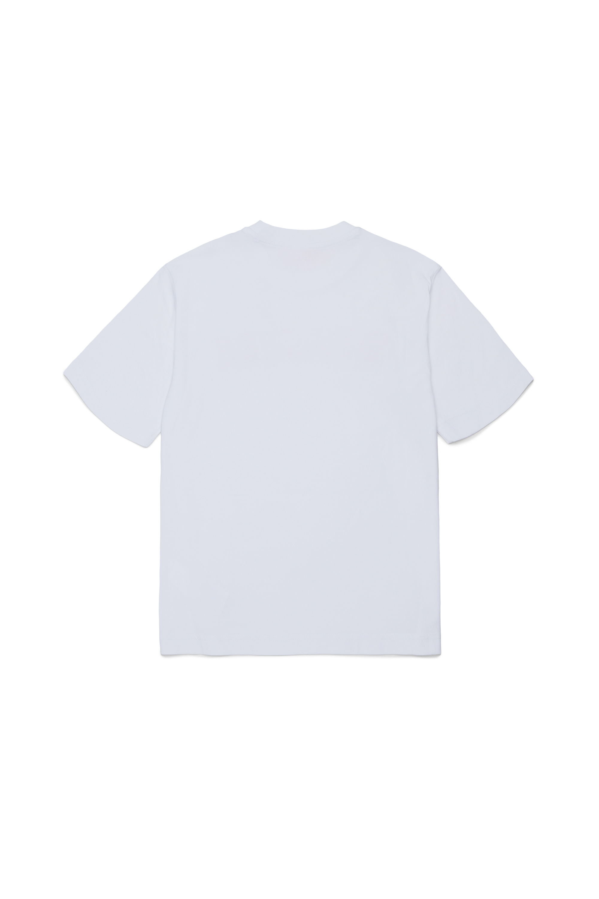 Diesel - TJEANS OVER, T-shirt in cotone con logo effetto sfrangiato Uomo in Bianco - 2