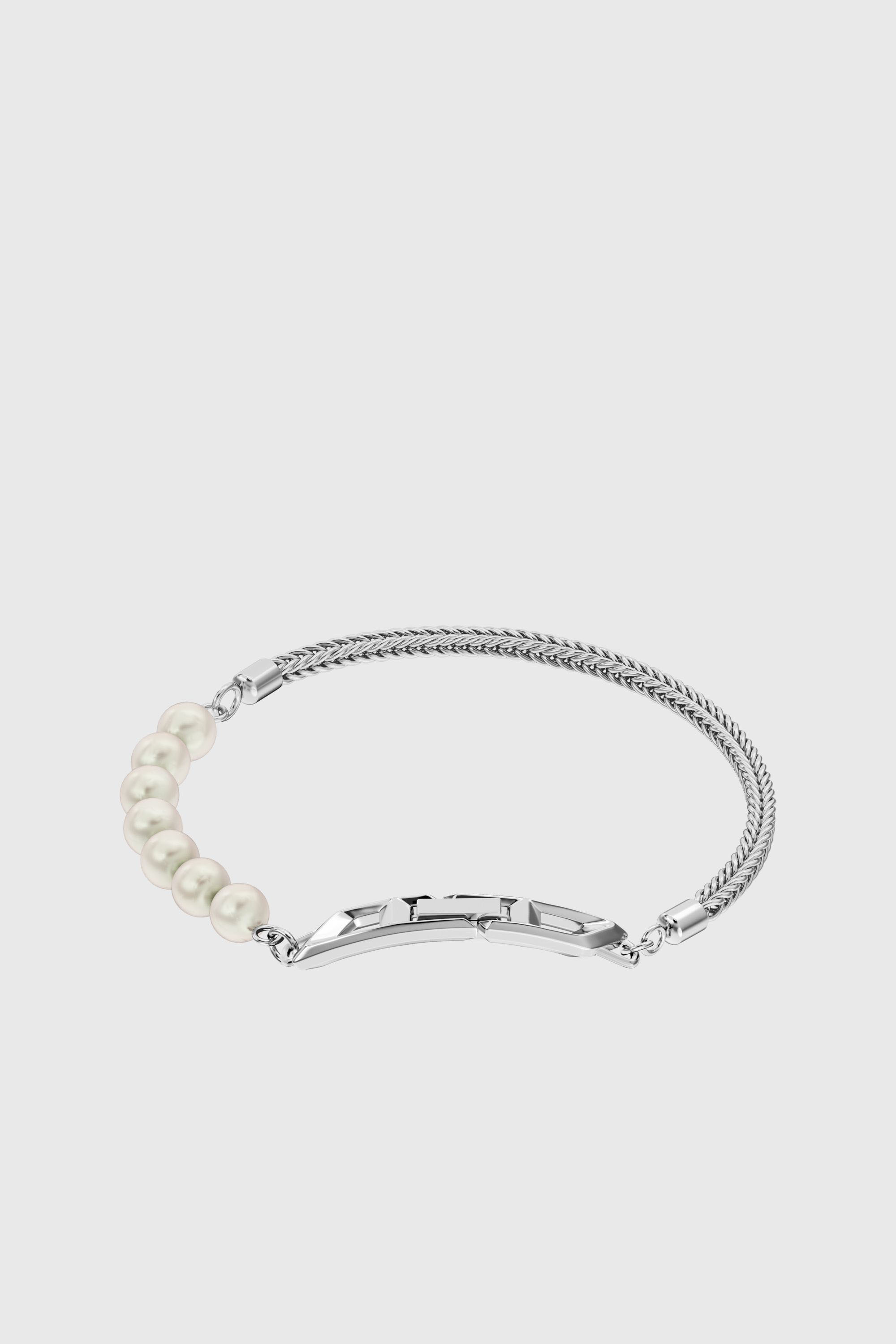 Diesel - DL1368040 STERLING SILVER JEWEL, Bracciale in argento sterling e perle Unisex in Argento - 1