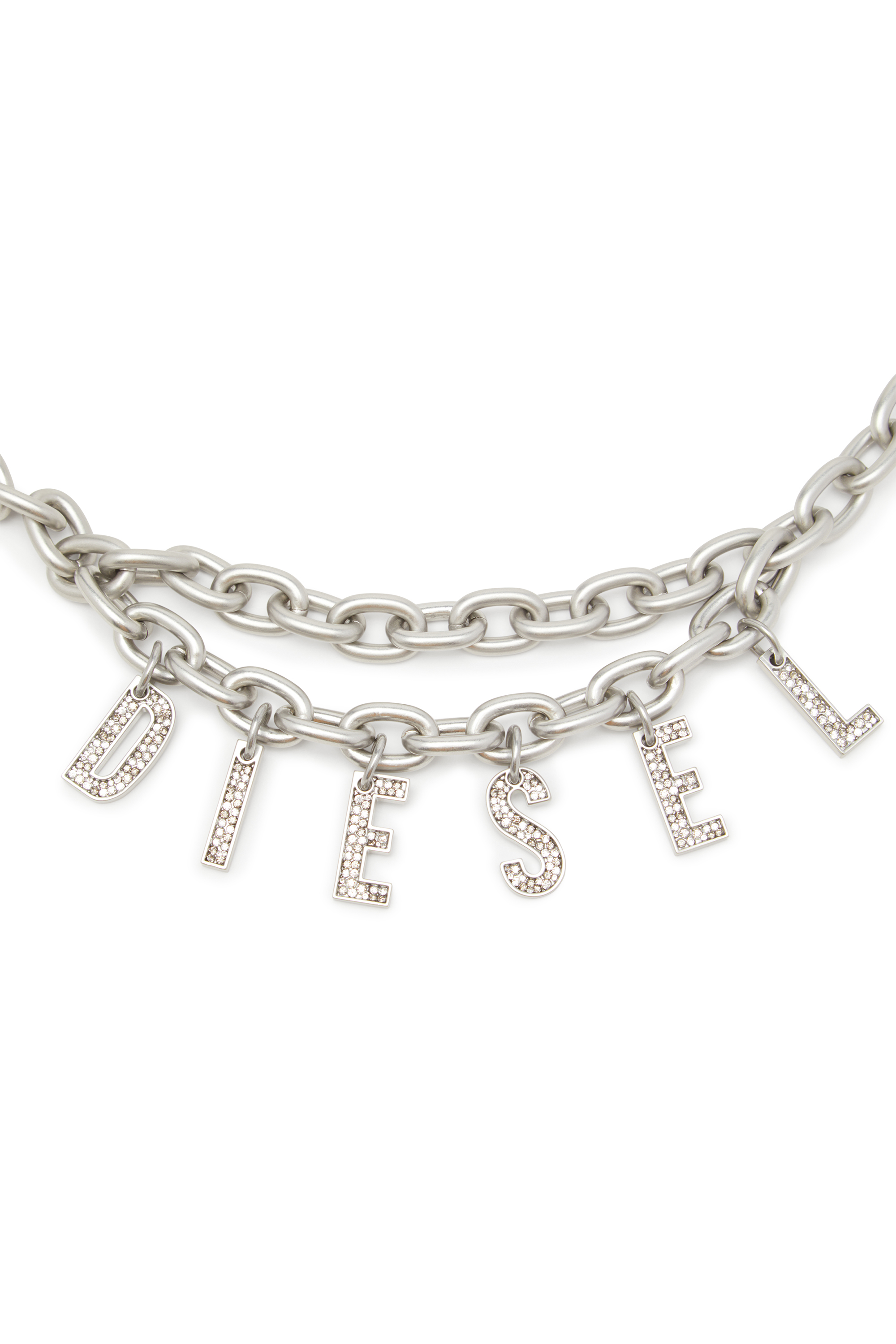Diesel - B-CHARM CHAIN, Cintura 1 cm a catena con charm logo in cristallo Donna in Argento - 2