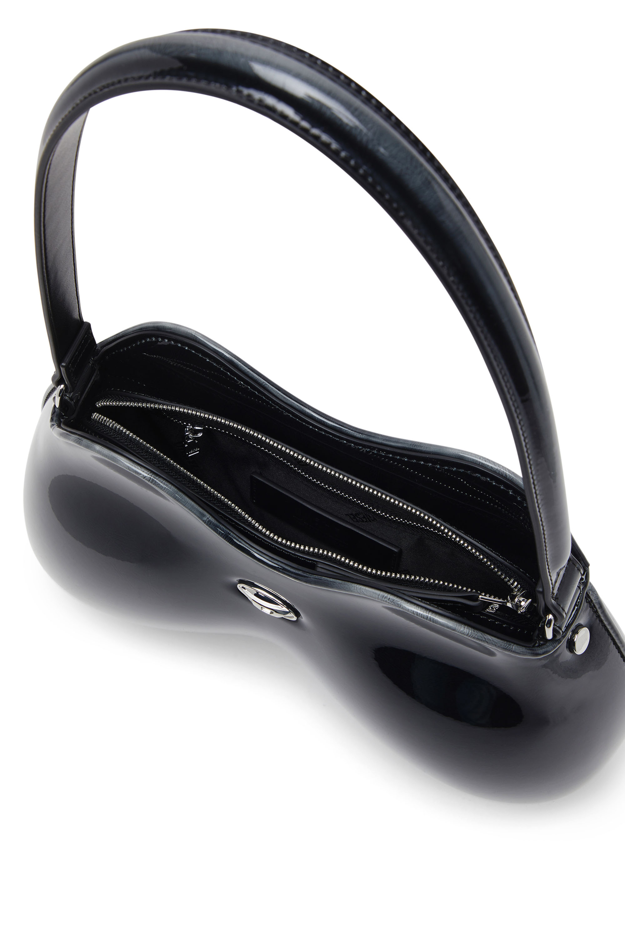 Diesel - DOUBLE-D SHOULDER, Double-D-Borsa a spalla in PU lucido dégradé Donna in Nero - 4