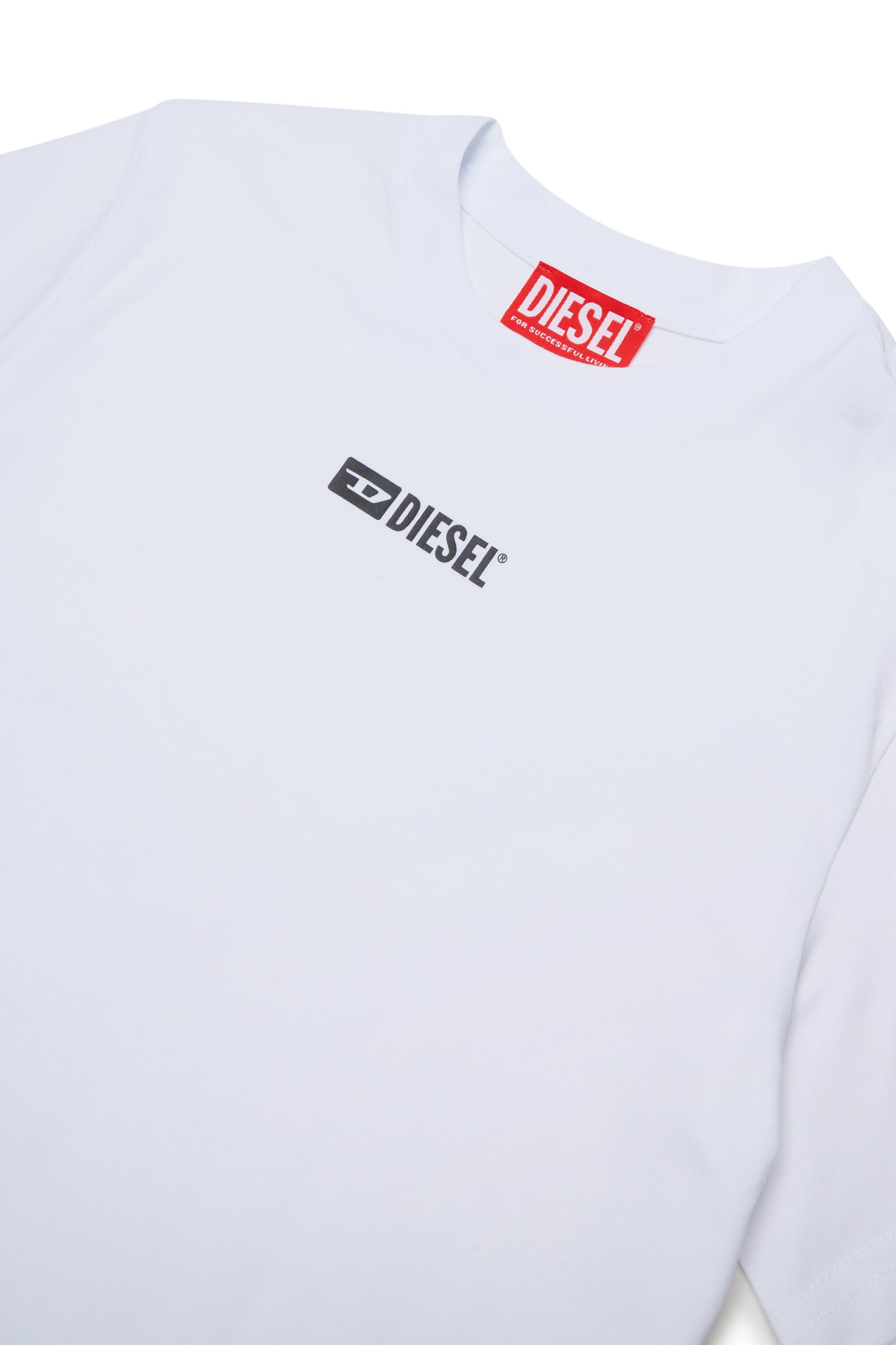 Diesel - UTTER, T-shirt in cotone stretch con stampa logo Uomo in Bianco - 3