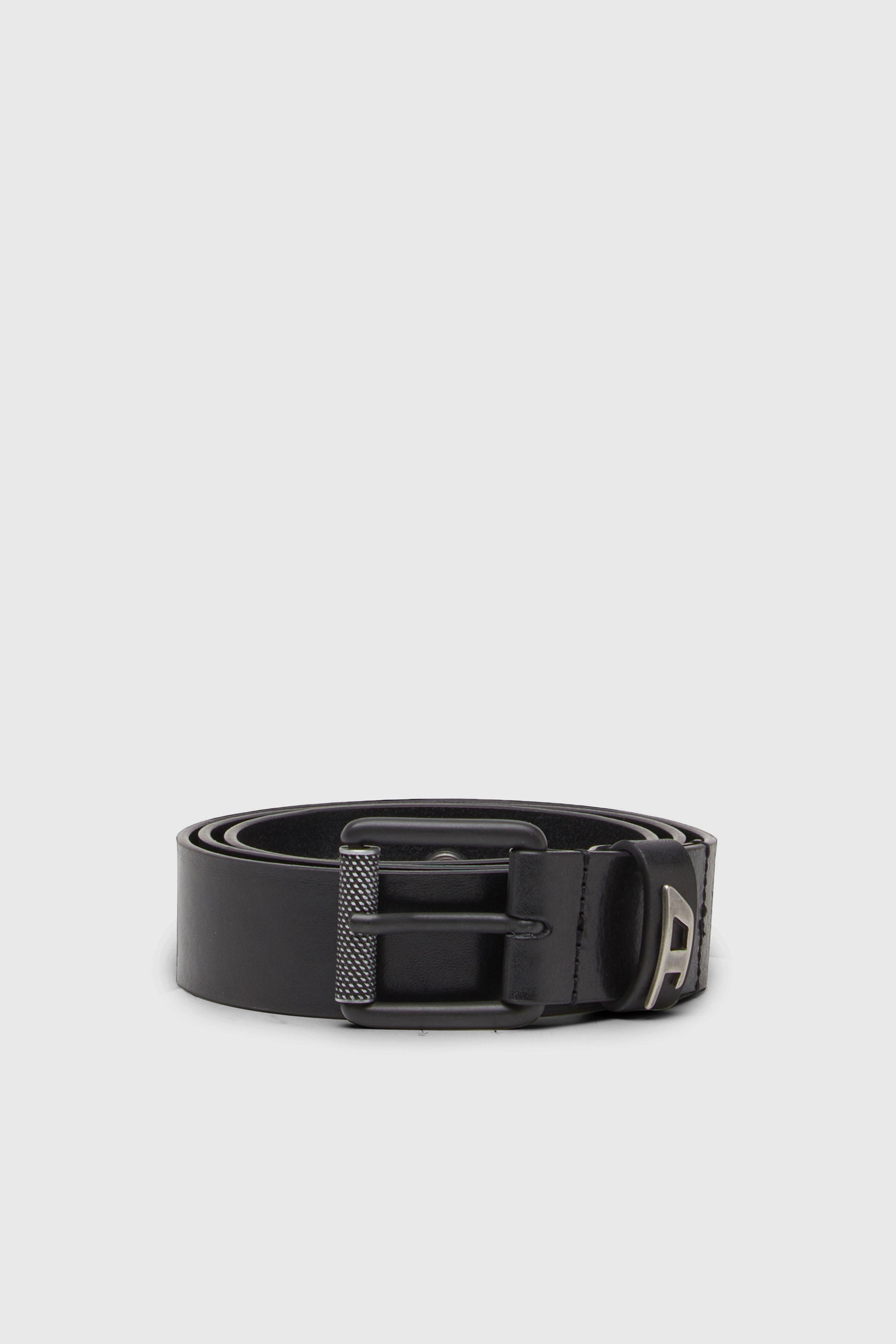 Diesel - B-DAVE II, Cintura 3.5 cm in pelle lucida con passante con logo Uomo in Nero - 1