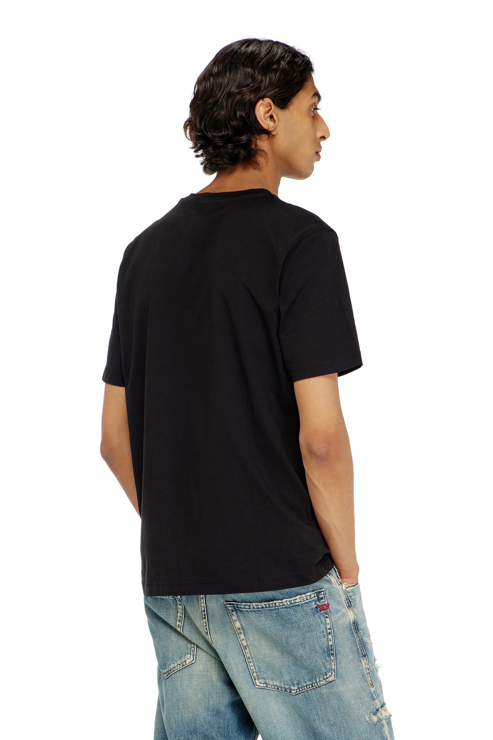 Diesel - T-ADJUST-AA8, T-shirt in cotone con motivo logo sul petto Uomo in Nero - 4