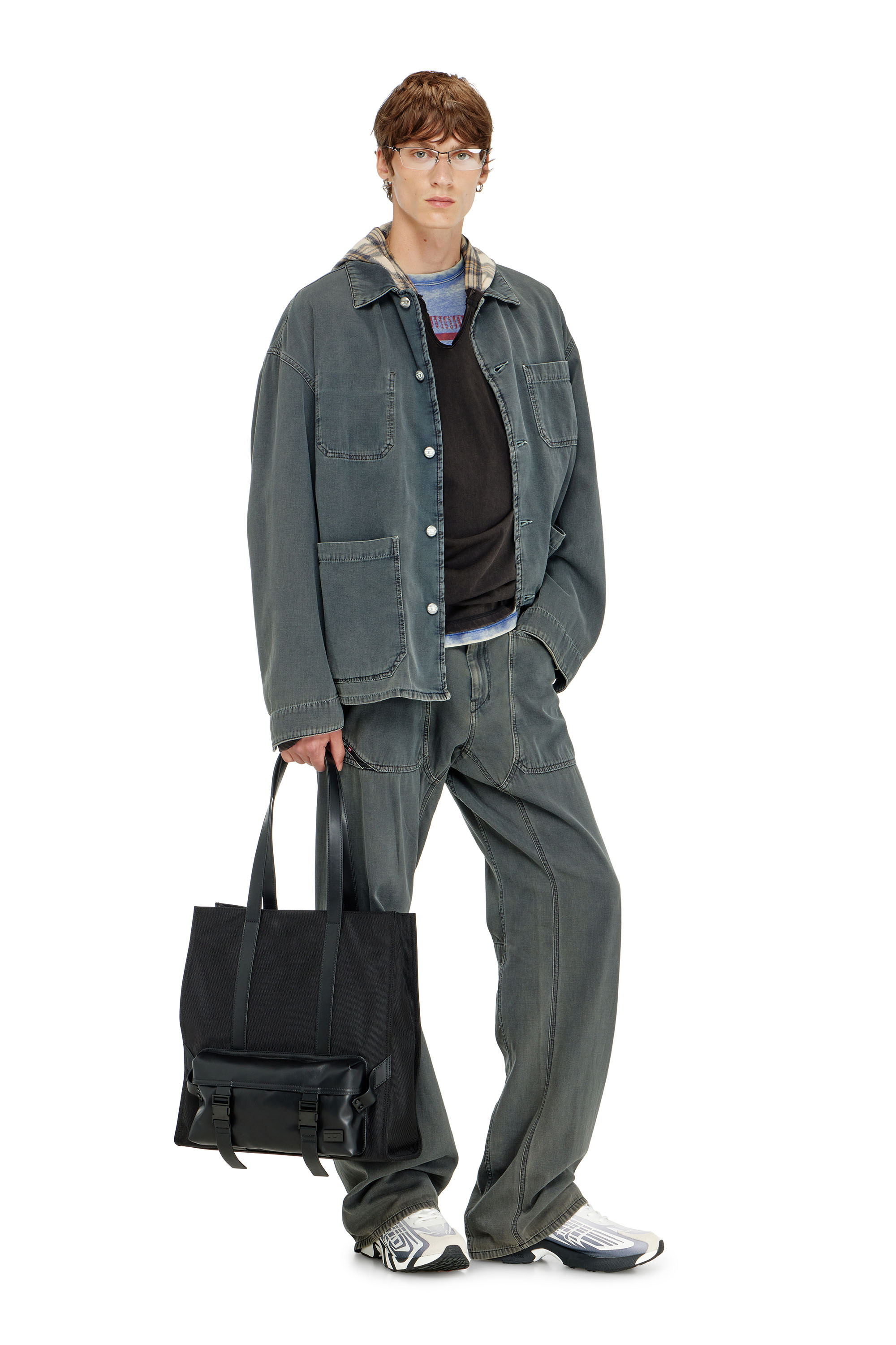 Diesel - D-STACK-U, Giacca utility in denim colorato Unisex in Grigio - 2