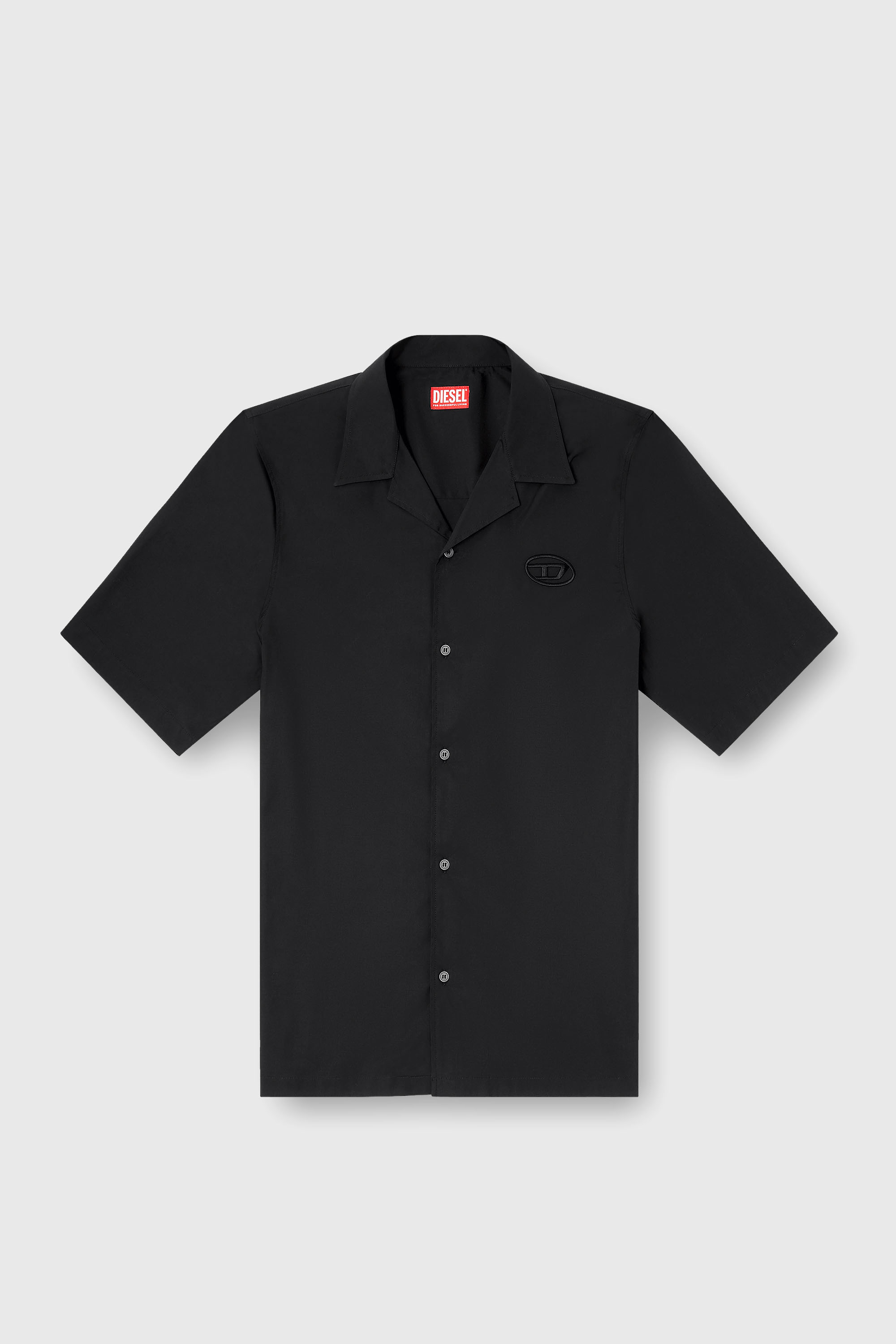 Diesel - S-MAC-GSBH, Camicia in popeline elasticizzato con ricamo Oval D Uomo in Nero - 2