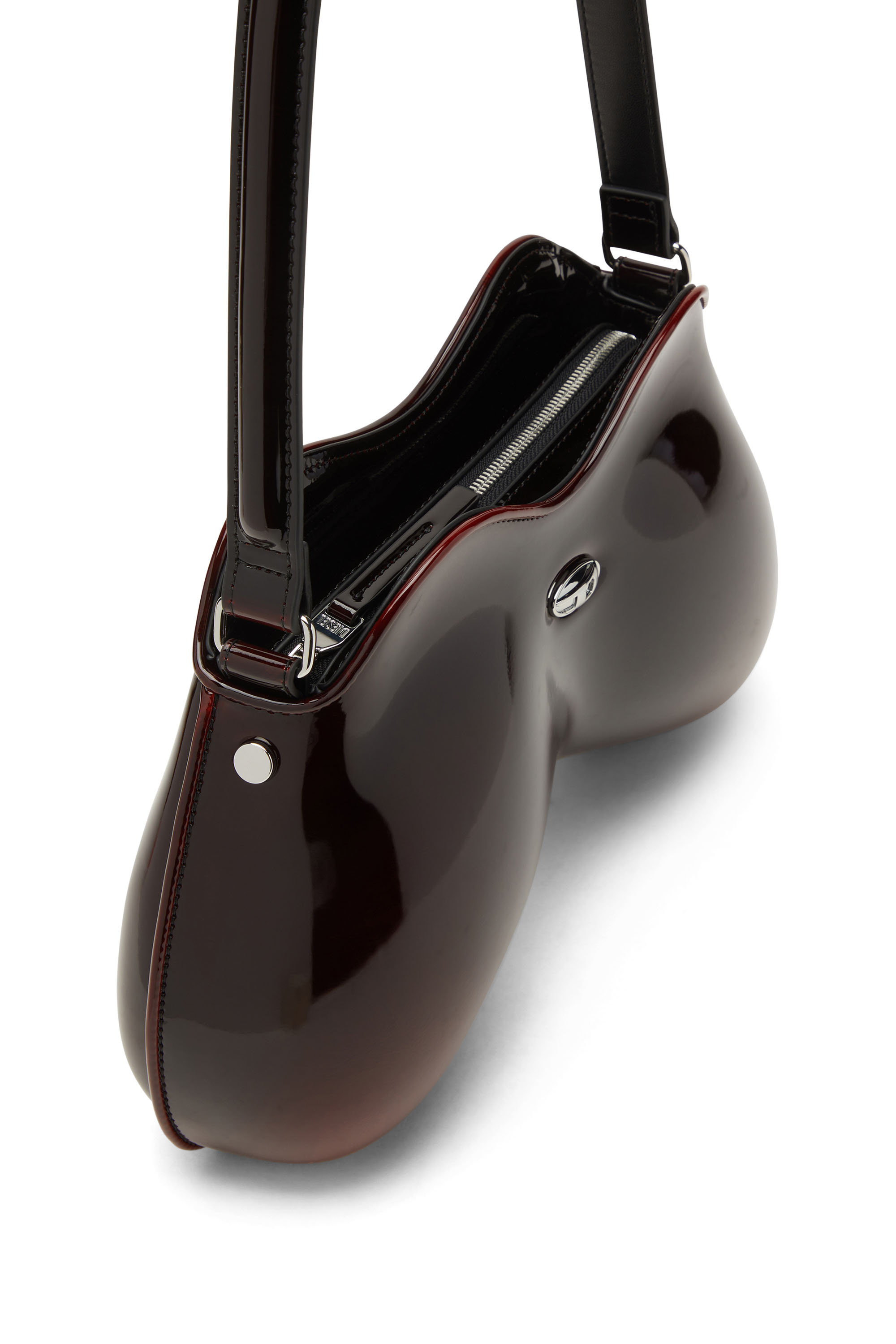 Diesel - DOUBLE-D SHOULDER, Double-D-Borsa a spalla in PU lucido dégradé Donna in Rosso - 3