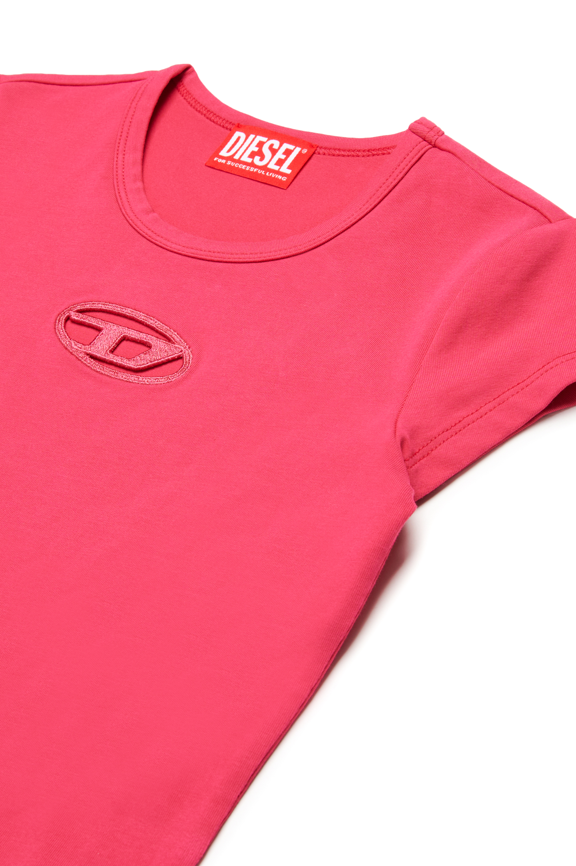 Diesel - TANGIE, T-shirt con logo Oval D cut-out Donna in Rosa - 3