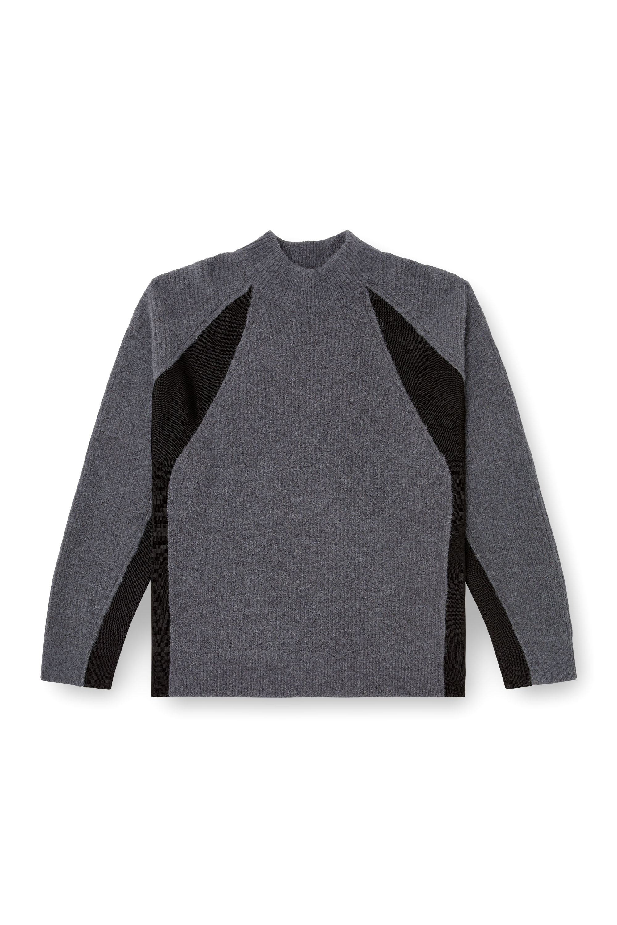 Diesel - K-LOLLO-TN, Maglia misto alpaca con inserti a contrasto Uomo in Grigio - 2