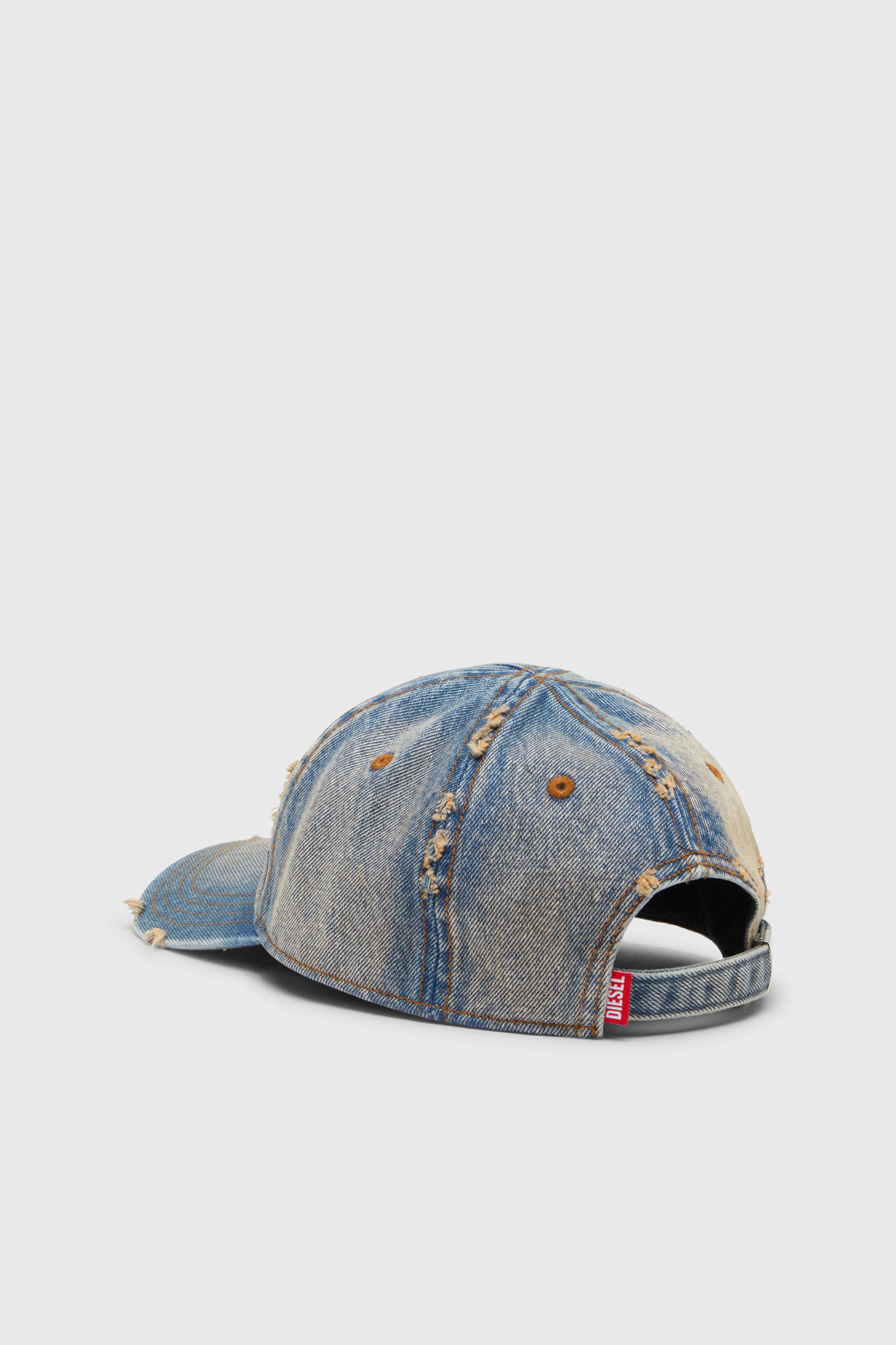 Diesel - C-ENIC, Cappellino in denim con dettagli sfrangiati e logo ricamato Uomo in Blu - 2