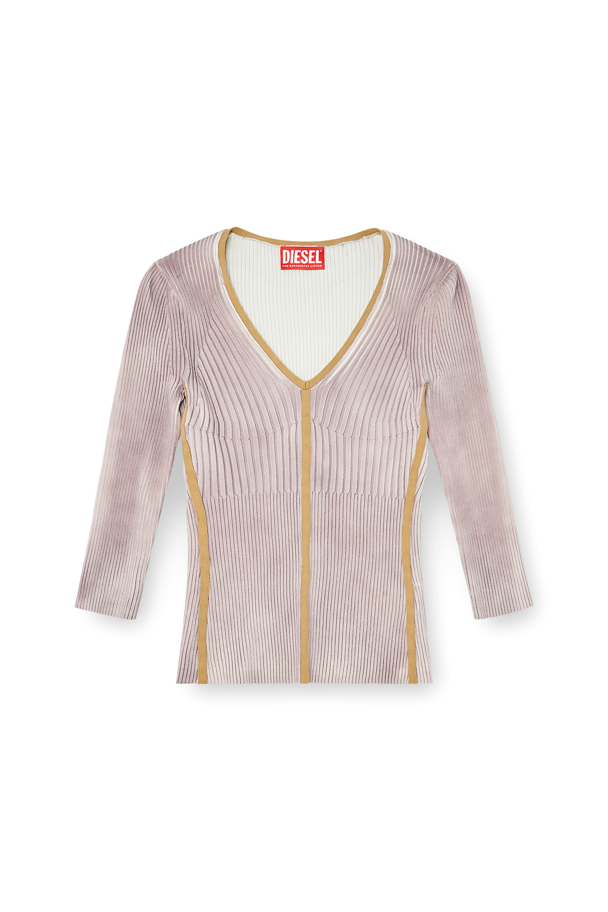 Diesel - M-SARMANI, Maglia a costine con scollo a V e bande a contrasto Donna in ToBeDefined - 2
