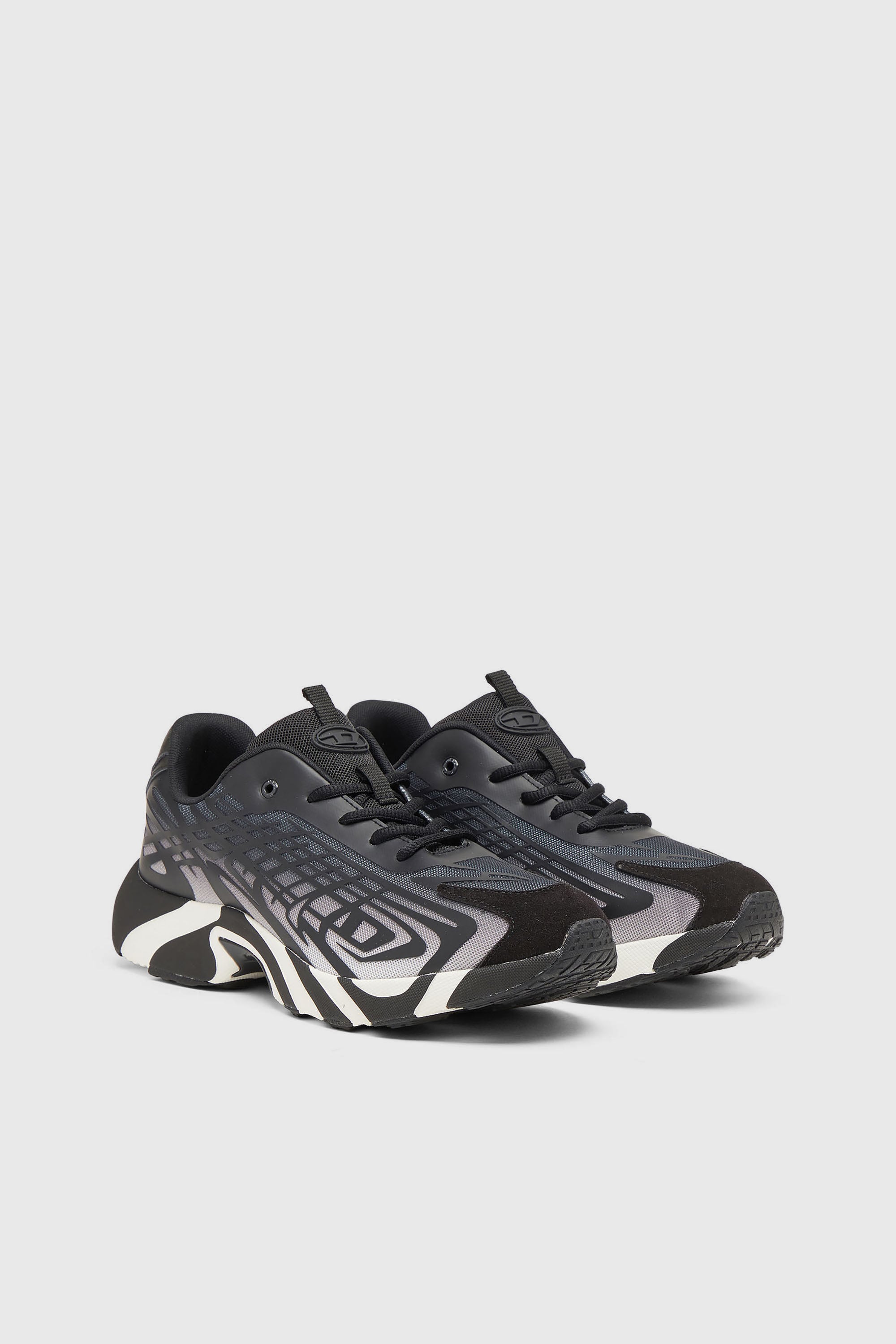 Diesel - S-D-VIT'S 500 LOW, S-D-Vit-Sneaker in mesh d&eacute;grad&eacute; a righe Uomo in Nero - 2