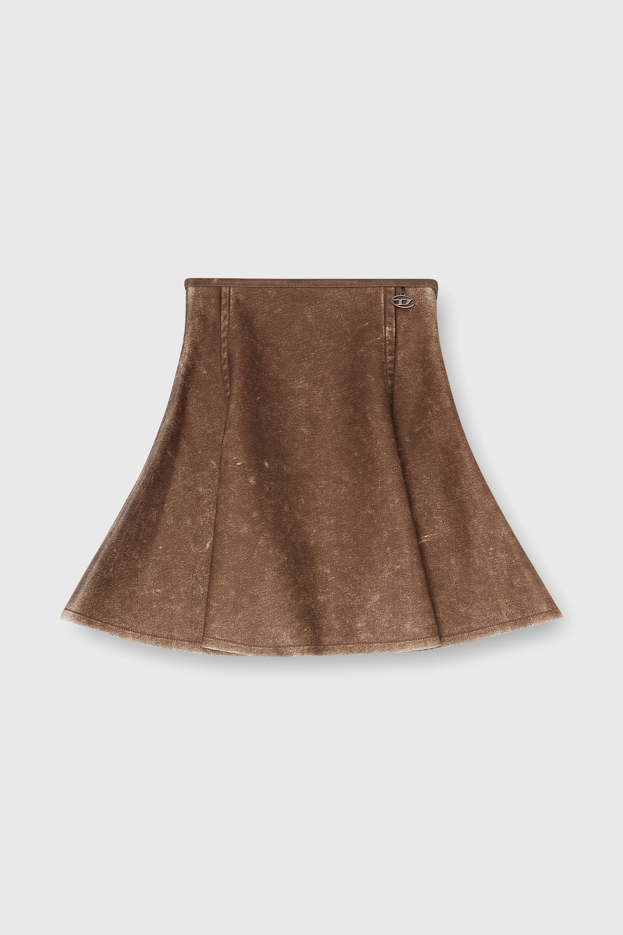 Diesel - O-ERINA, Minigonna svasata in materiale bonded Donna in Marrone - 2