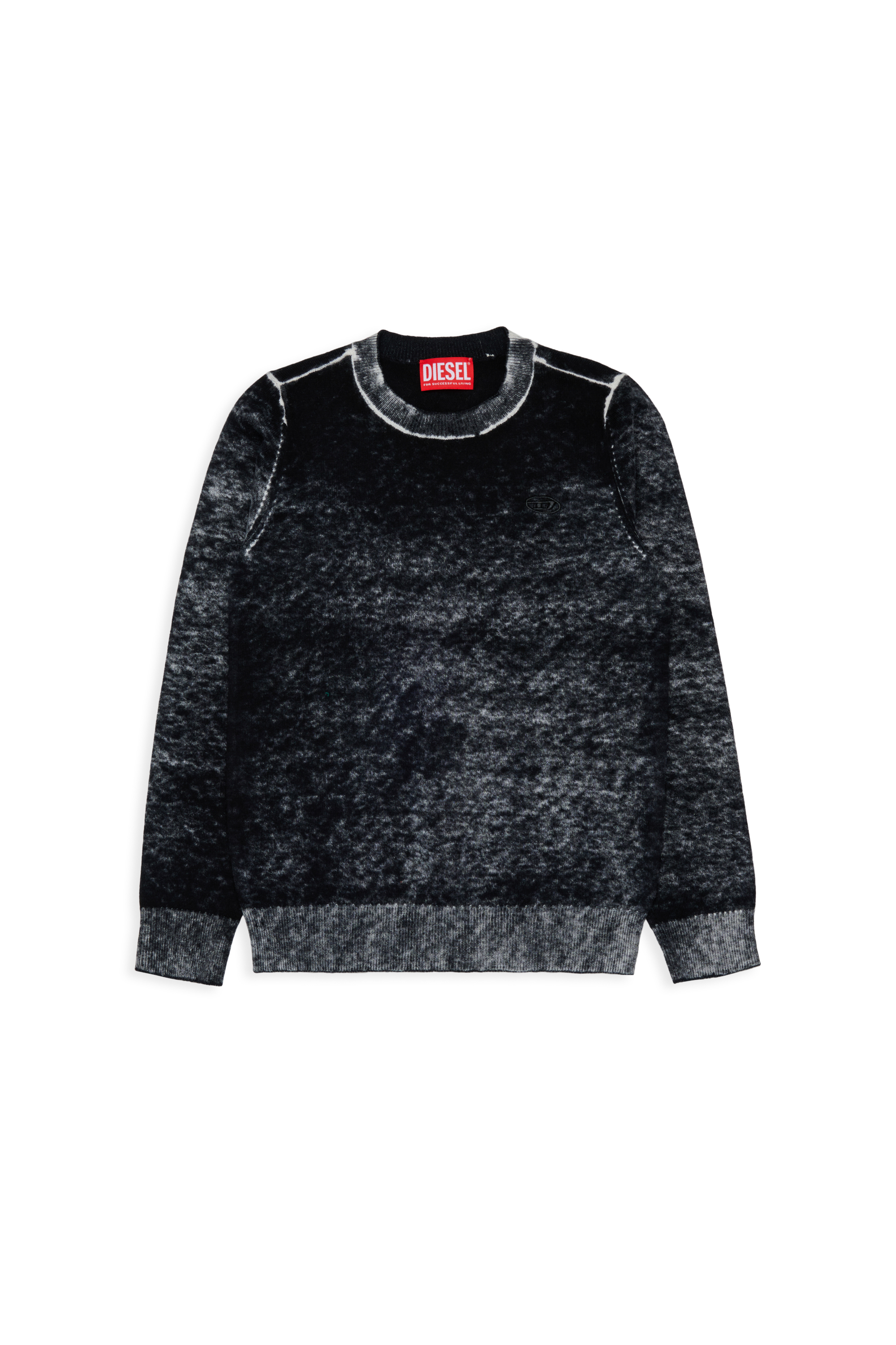 Diesel - KJEMR, Pullover in misto lana con effetto colore irregolare Uomo in Nero - 1