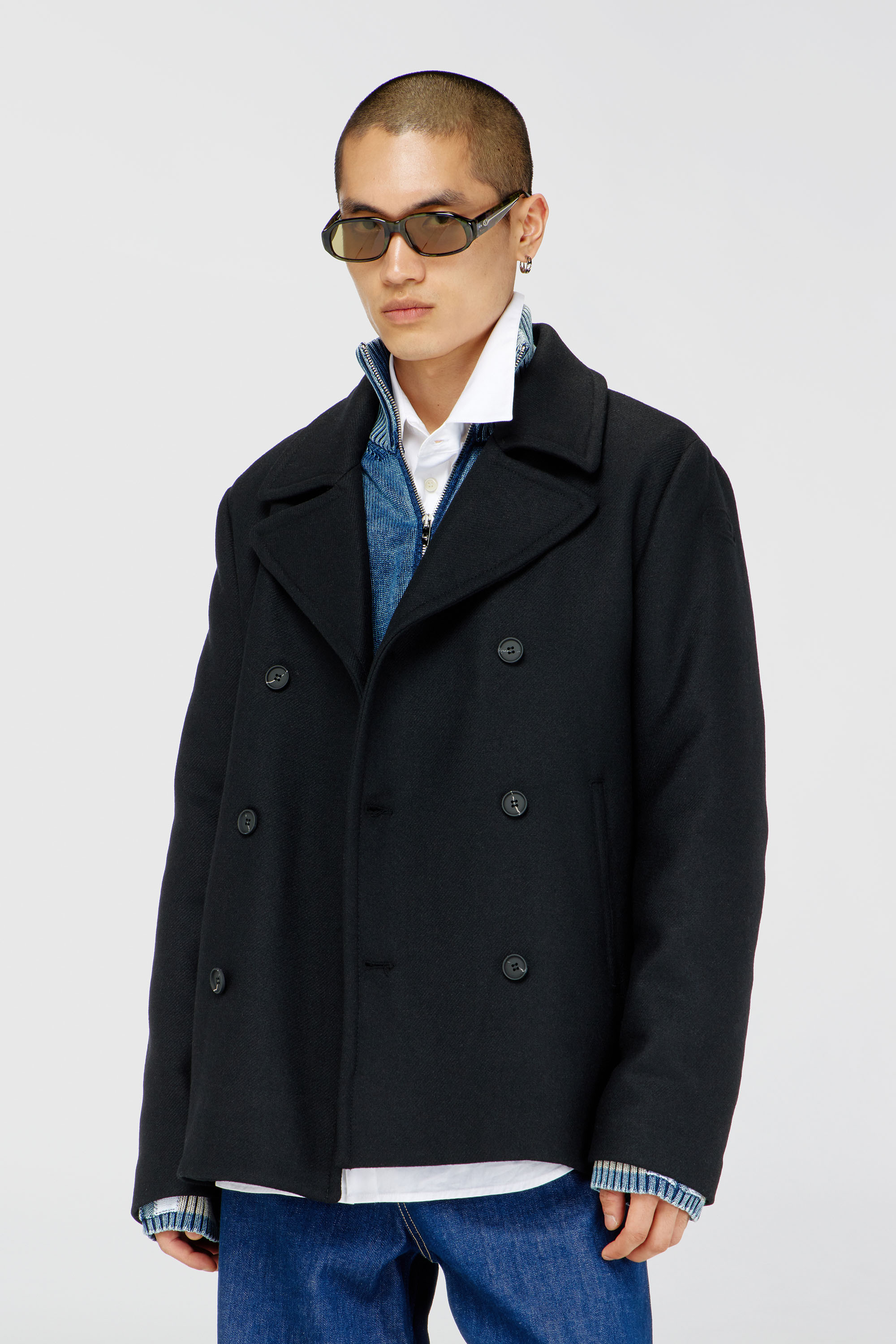 Diesel - W-HALEY-WRD, Caban in panno di lana tecnica Uomo in Nero - 3