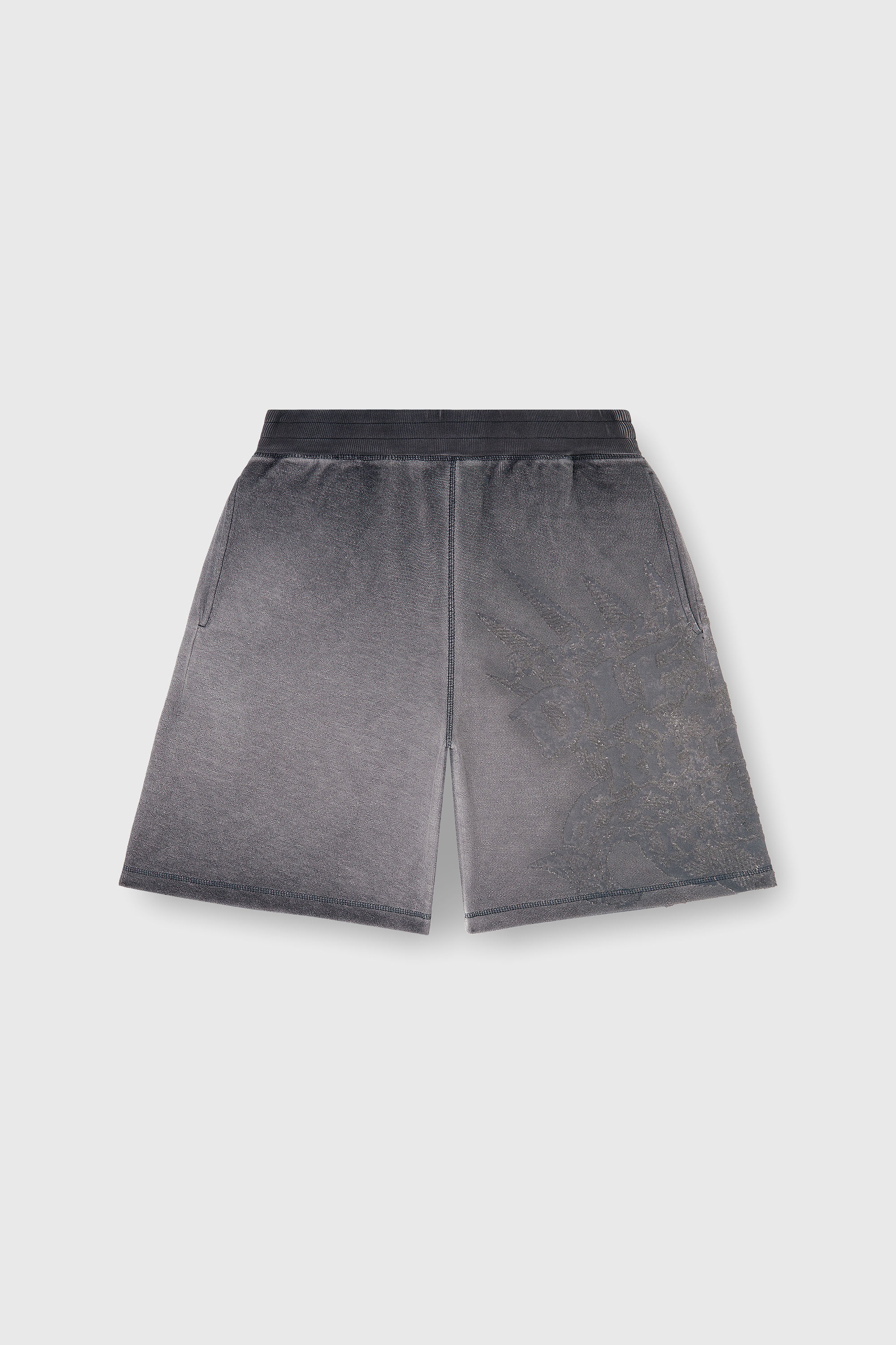 Diesel - P-RAWCROW, Pantaloni corti da tuta con motivi d&eacute;vor&eacute; Uomo in Grigio - 2