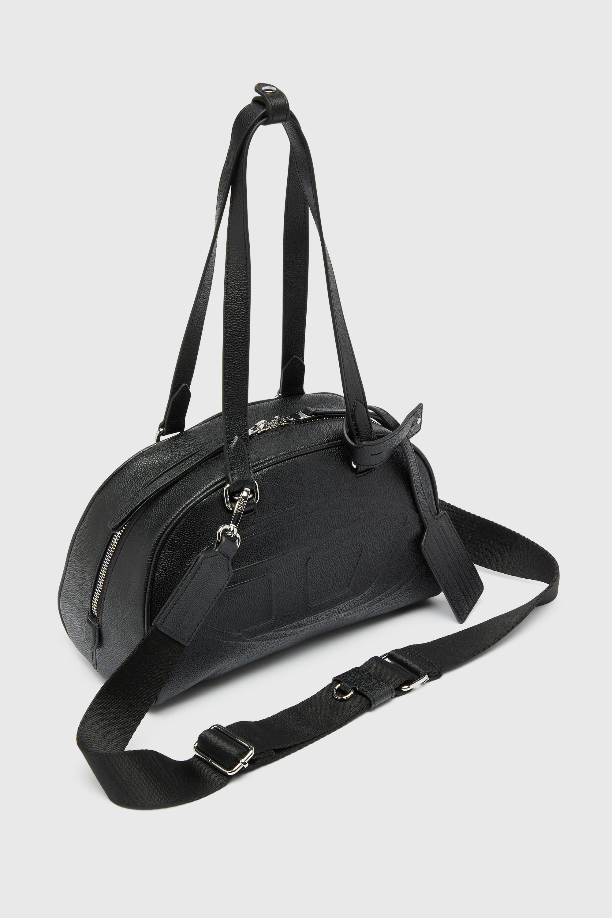Diesel - 1DR DOME SHOULDER, 1DR Dome - Borsa Boston in pelle con logo embossato Unisex in Nero - 6