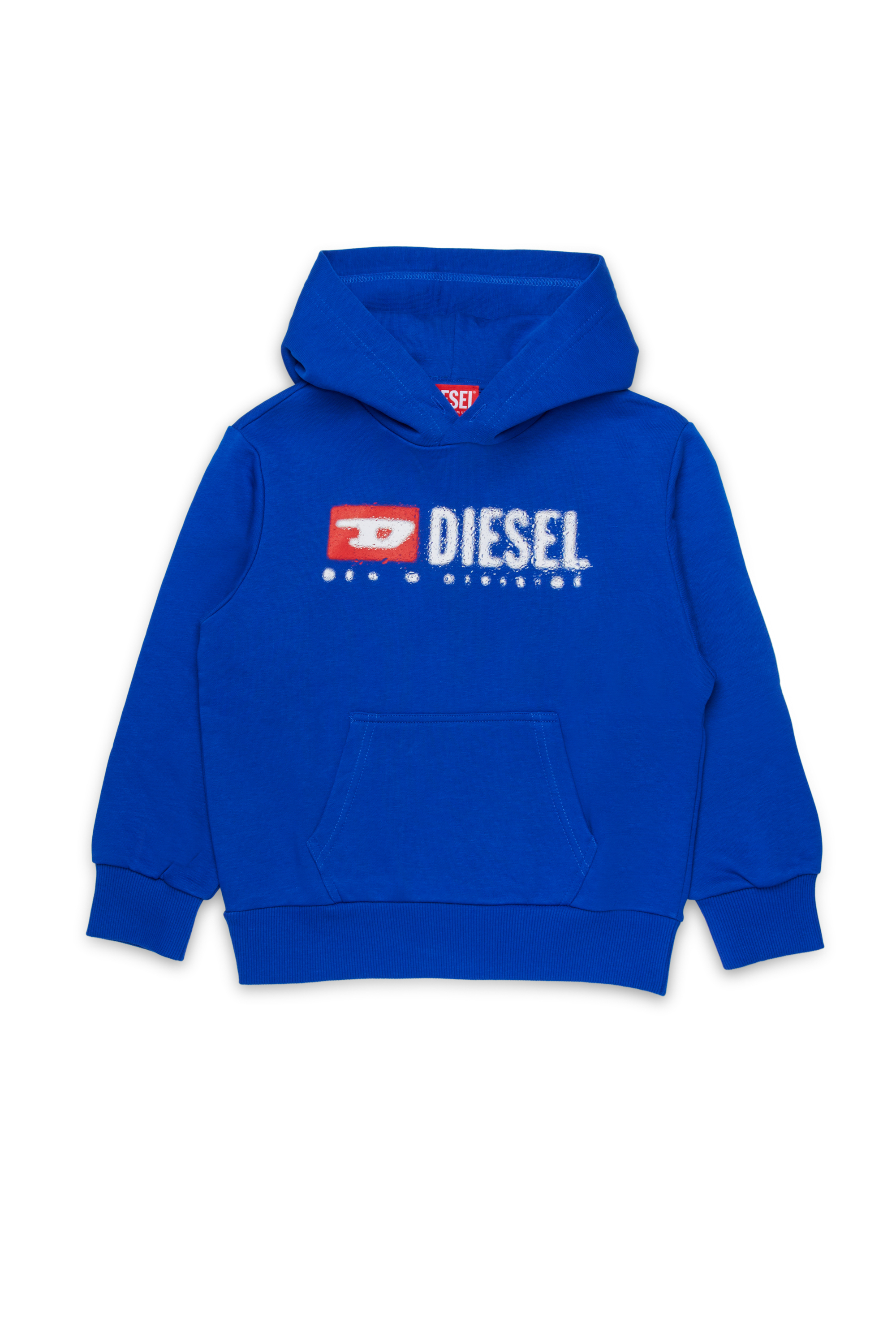 Diesel - SDROPSHOOD OVER, Felpa in cotone con stampa logo Uomo in Blu - 1