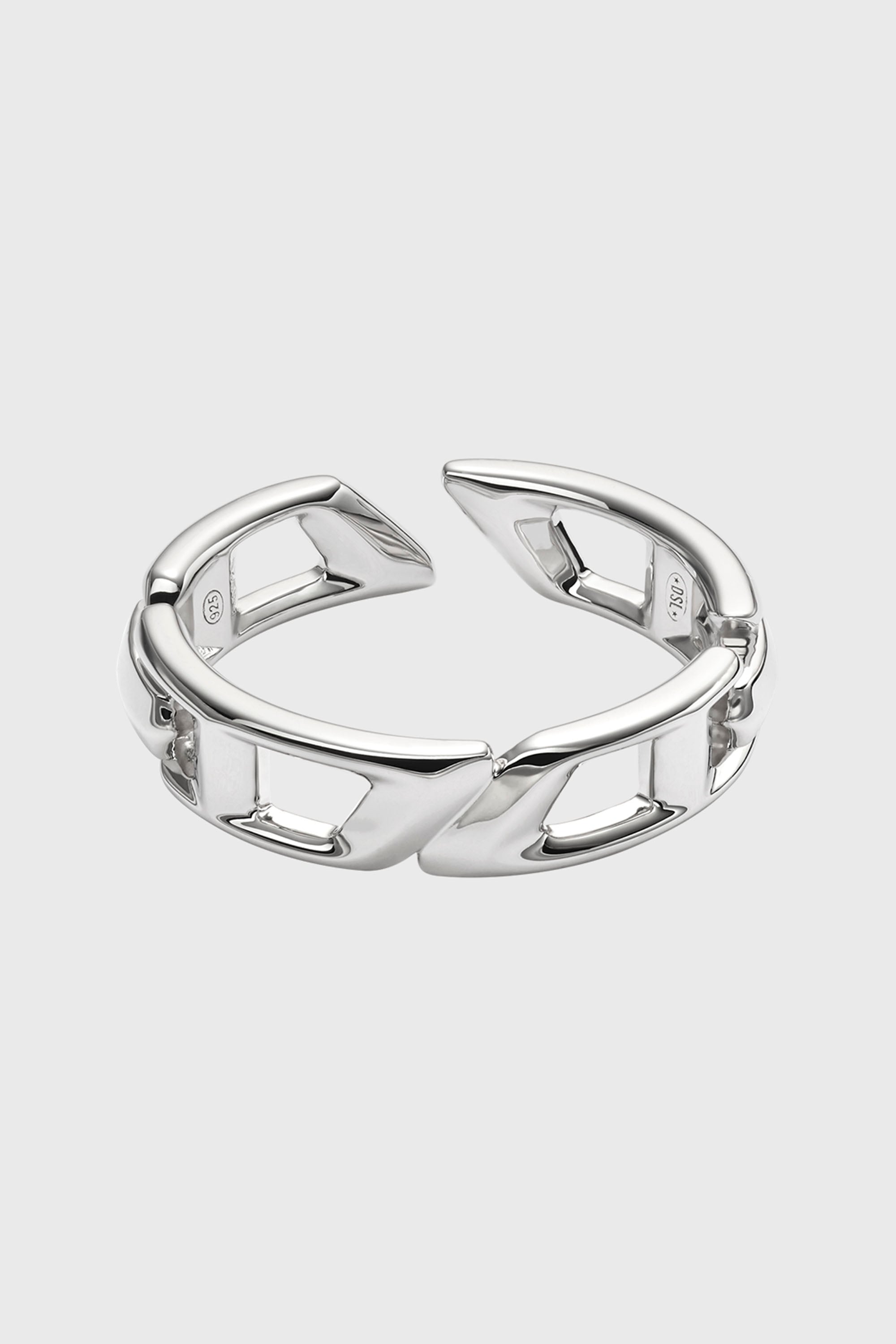 Diesel - DL1349040 STERLING SILVER JEWEL, Anello a fascia D Logo in argento sterling Unisex in Argento - 2
