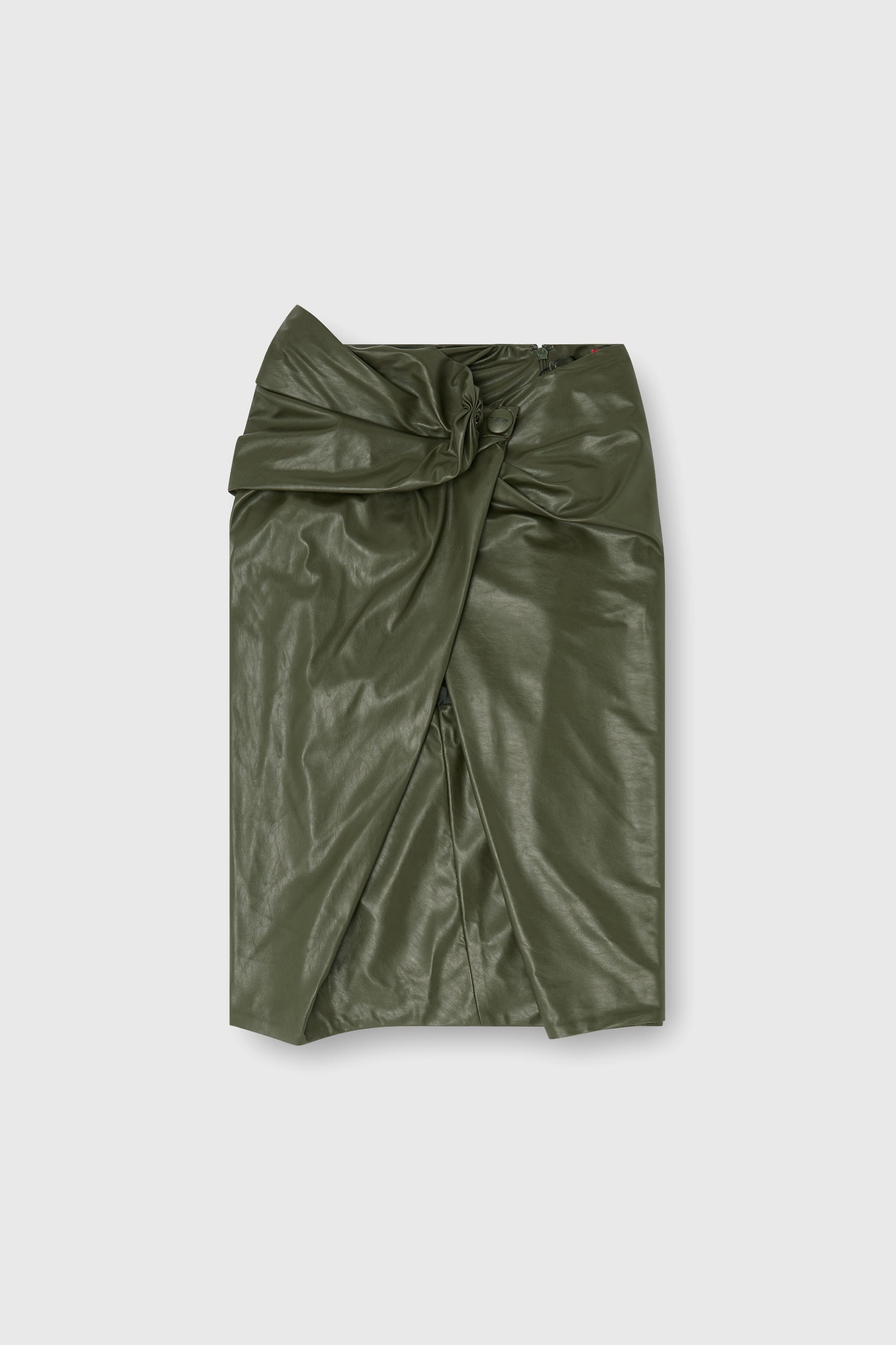 Diesel - O-DASLI, Gonna a tubino drappeggiata con spacco Donna in Verde - 2