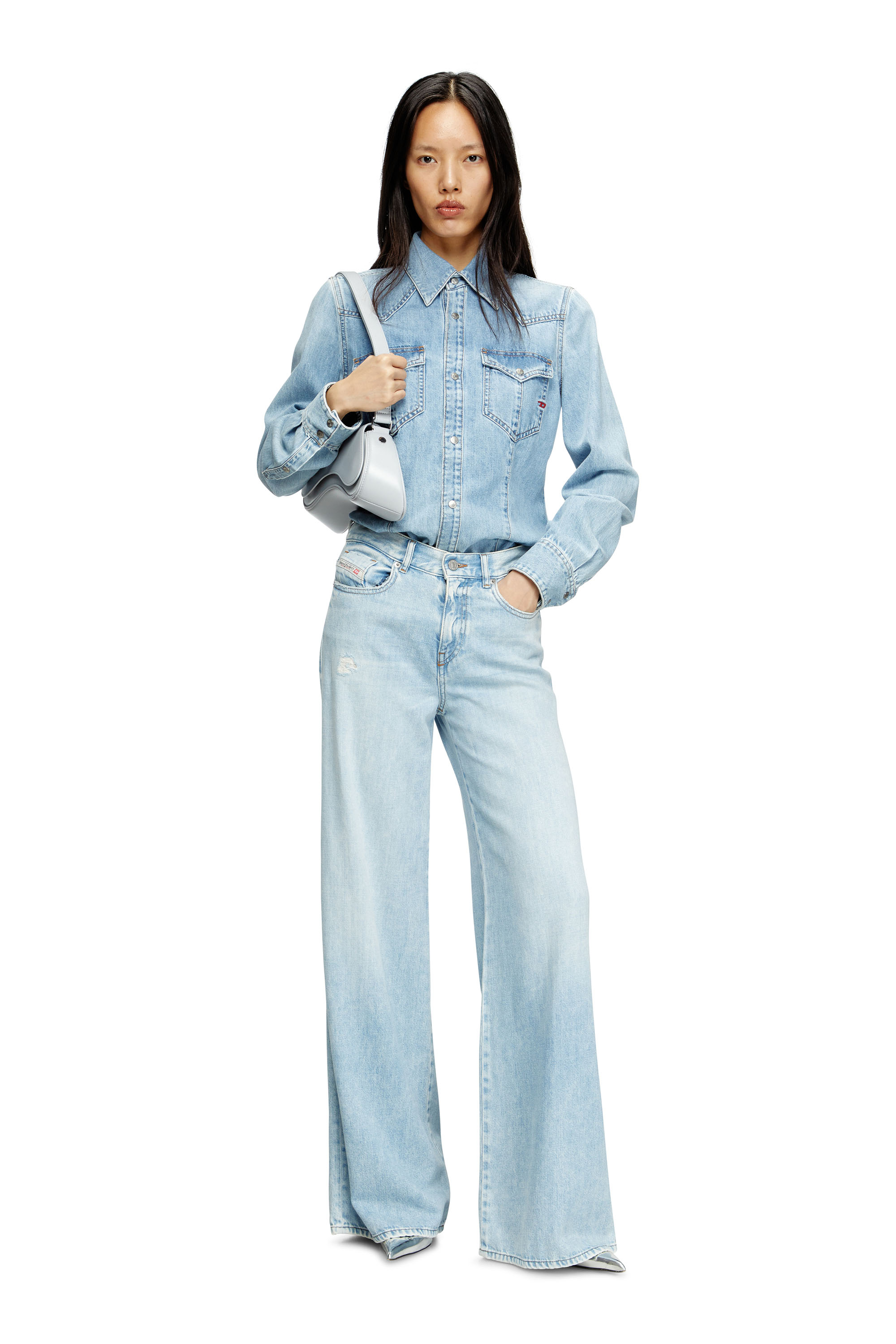 Diesel - DE-WAVES, Camicia Western in denim Donna in Blu - 2