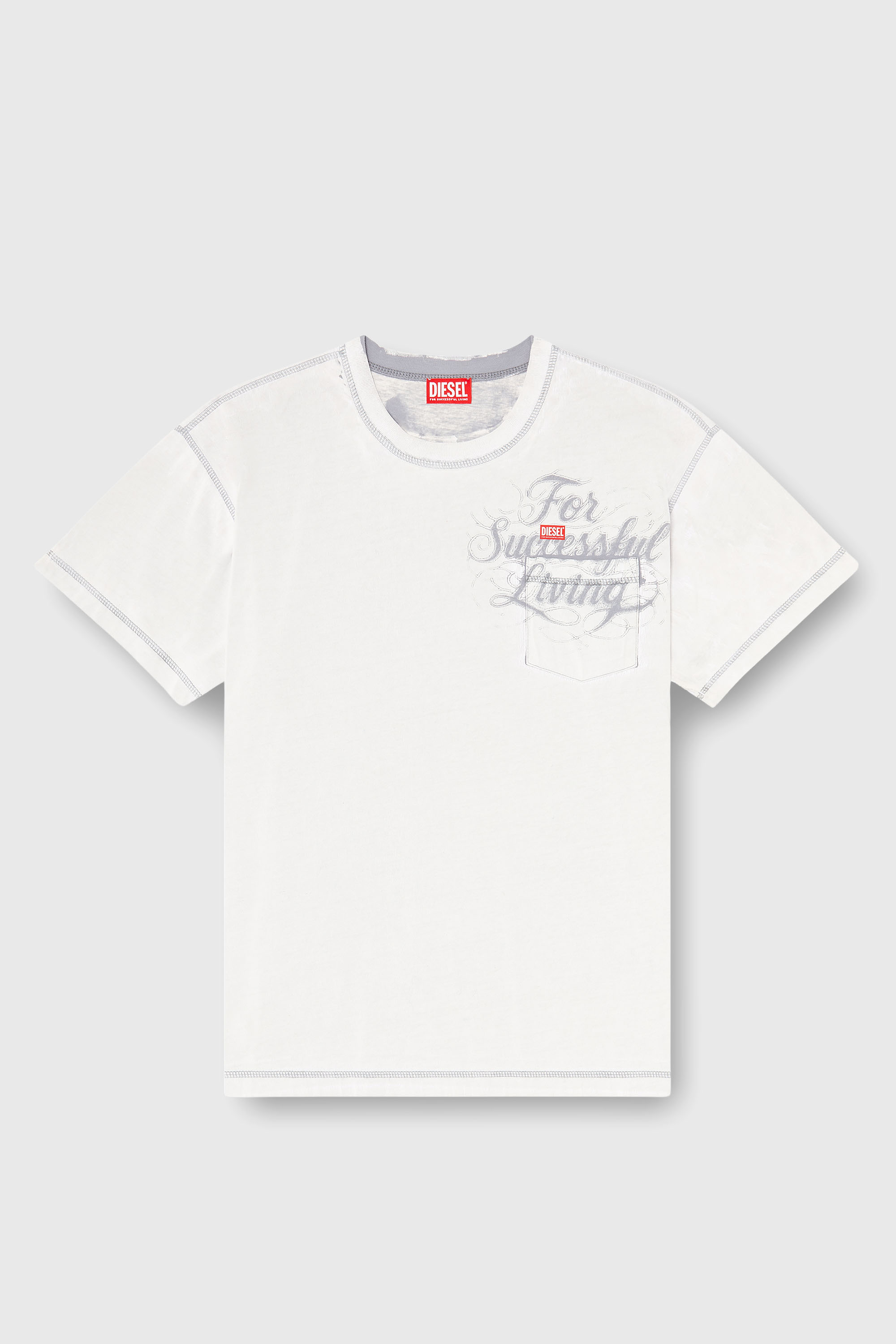 Diesel - T-NORM-POCKET-AA1, T-shirt con taschino sul petto e stampa grafica Uomo in Bianco - 2
