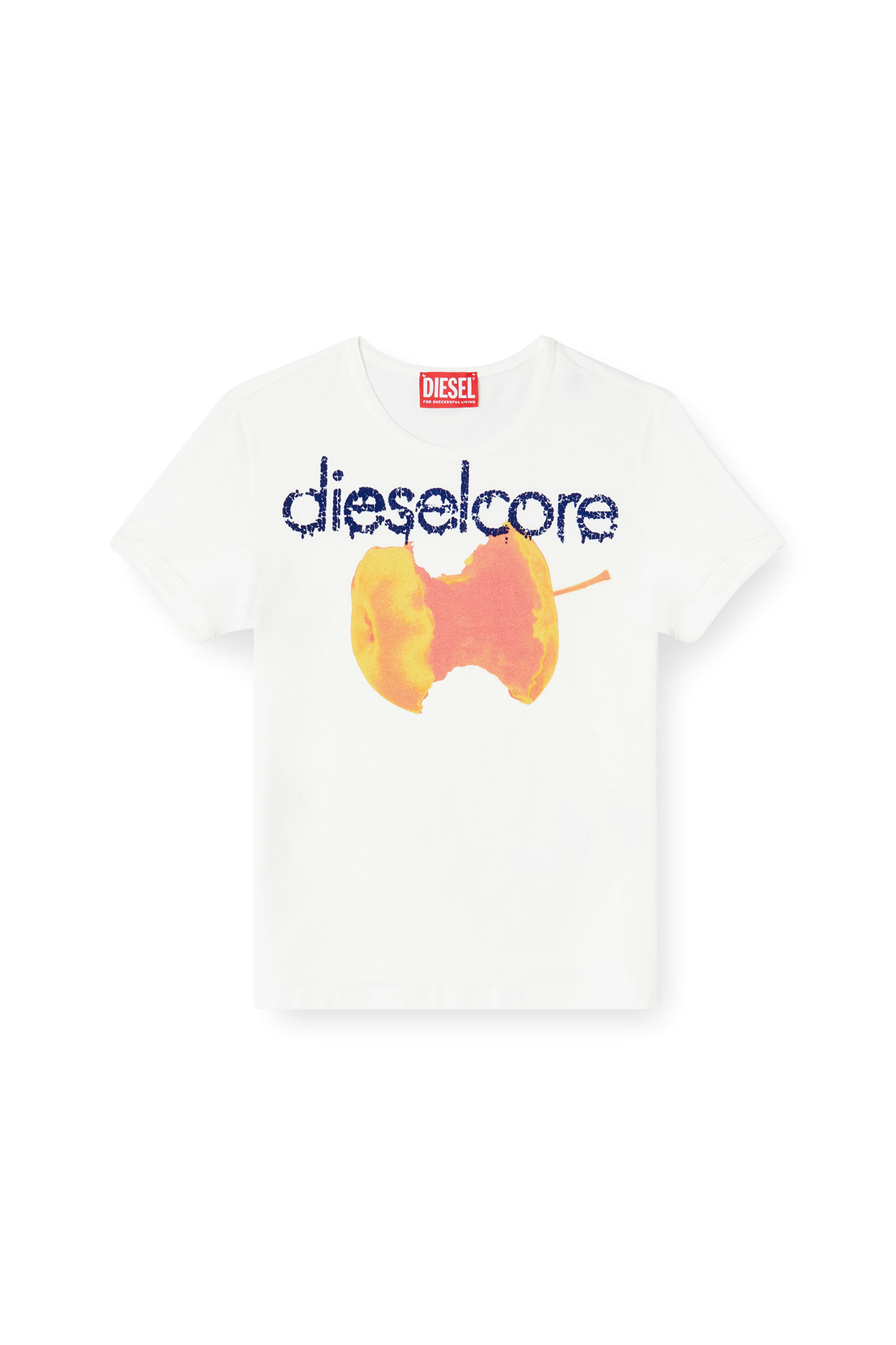 Diesel - T-UNCUTIES-SHORT-Q2, T-shirt con logo Diesel Core Donna in Bianco - 3