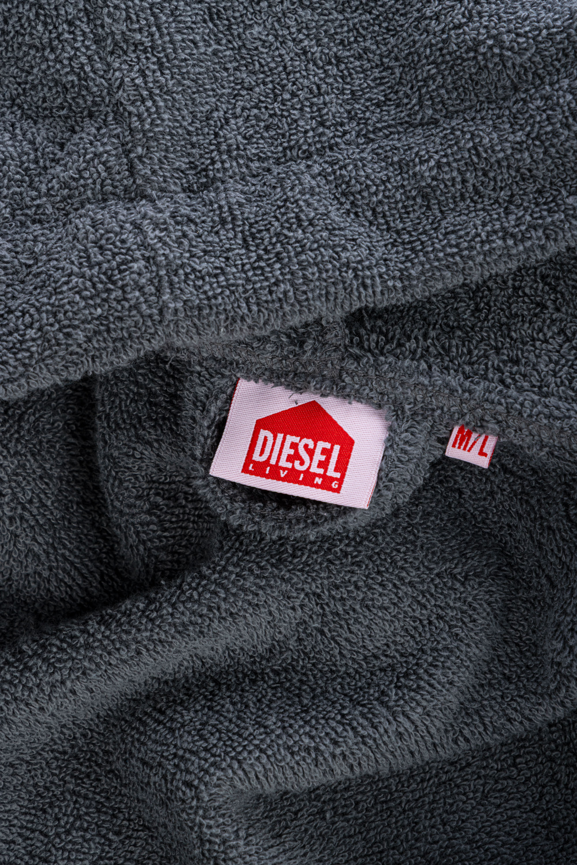 Diesel - 1015111 LOGO-COTTON BATHROBE SIZE M/L GR, Unisex's Logo-Cotton Terry Bathrobe, M/L size in Dark grey - 3