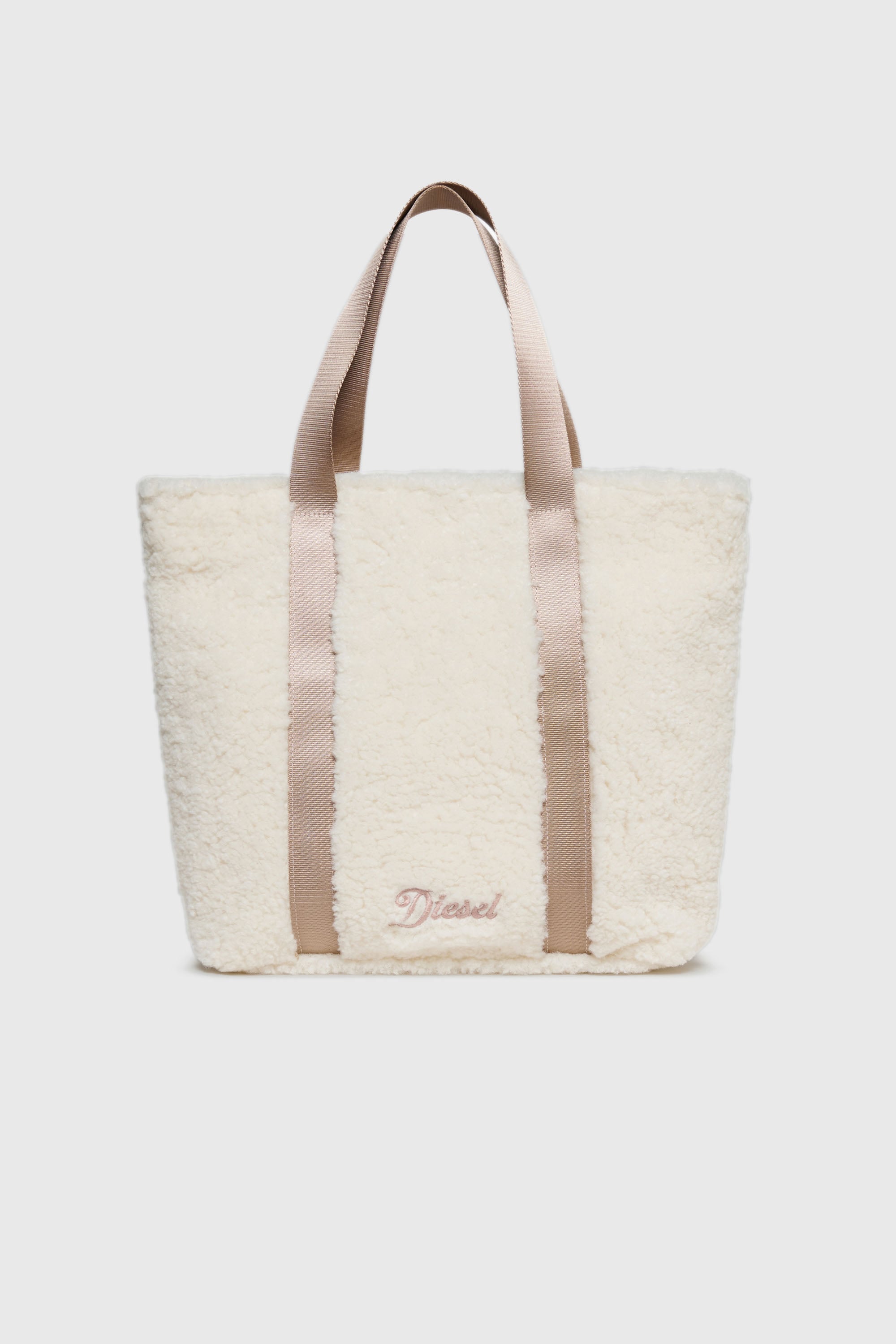 Diesel - WIXA, WIXA - Borsa tote in teddy fleece Donna in Bianco - 1