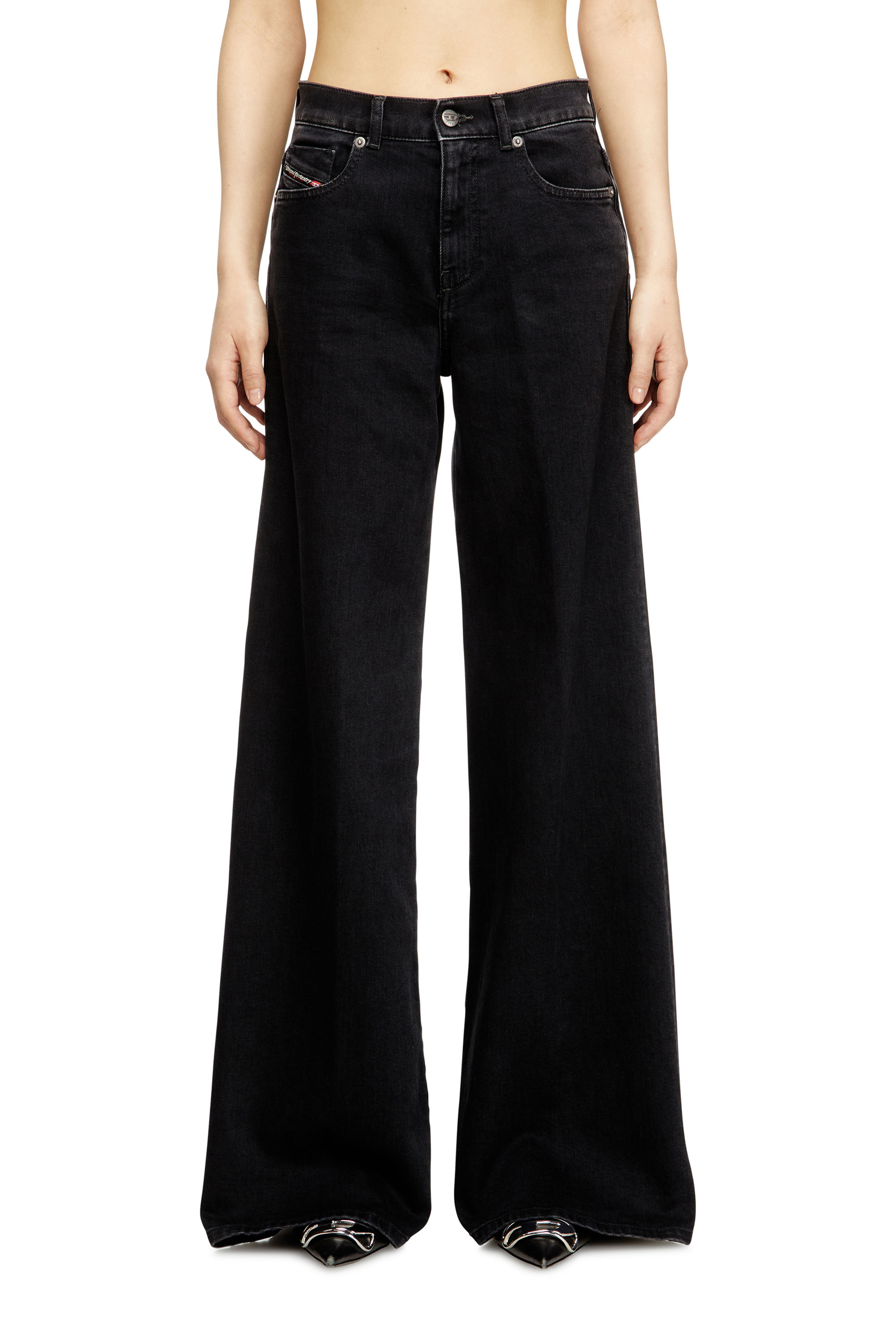 Diesel - Flare Jeans 1978 D-Akemi 09N89 Donna, Nero/Grigio scuro - Image 1