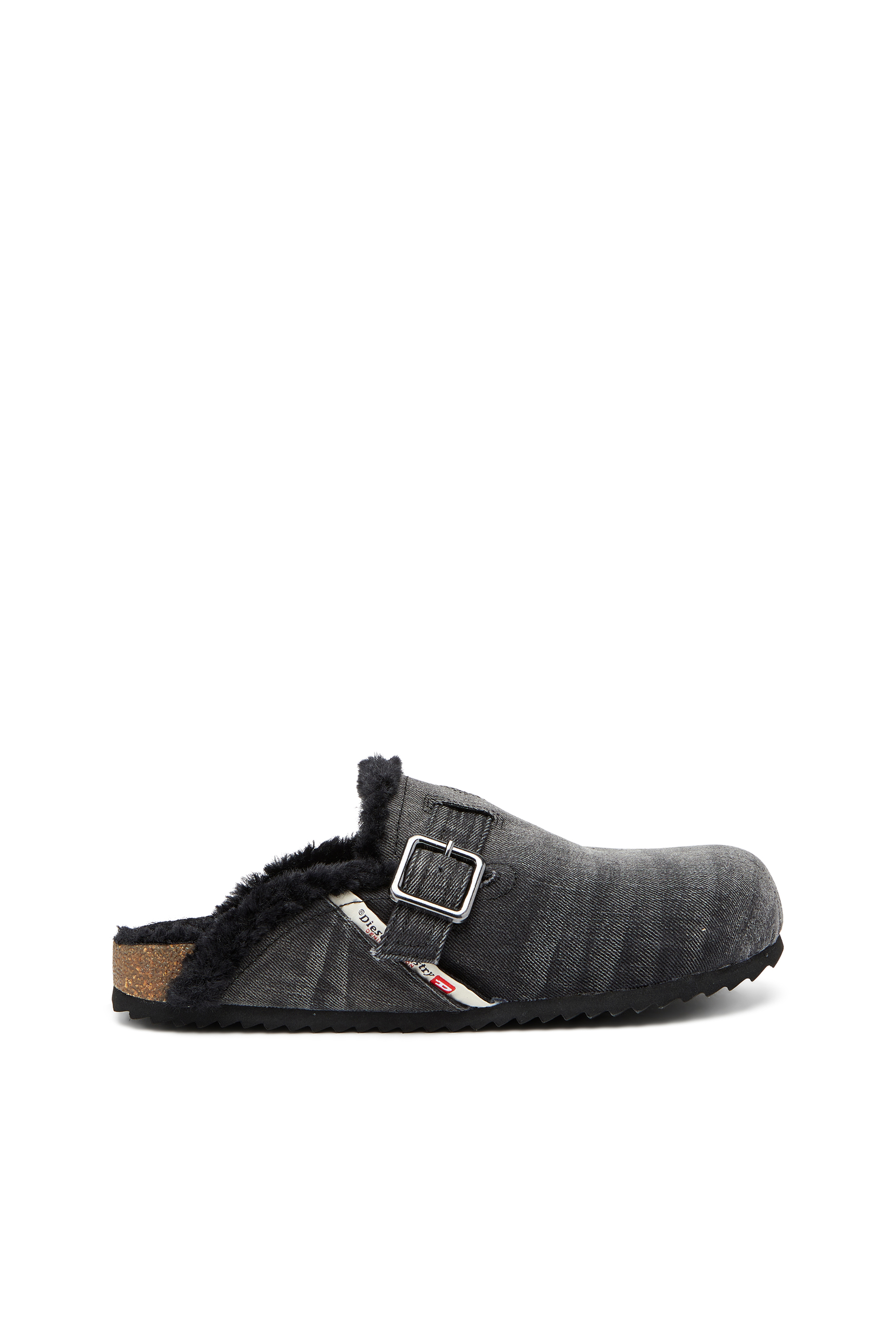 Diesel - D-WOODSTOCK X, D-Woodstock-Mule in denim con interno fluffy Uomo in Nero - 1