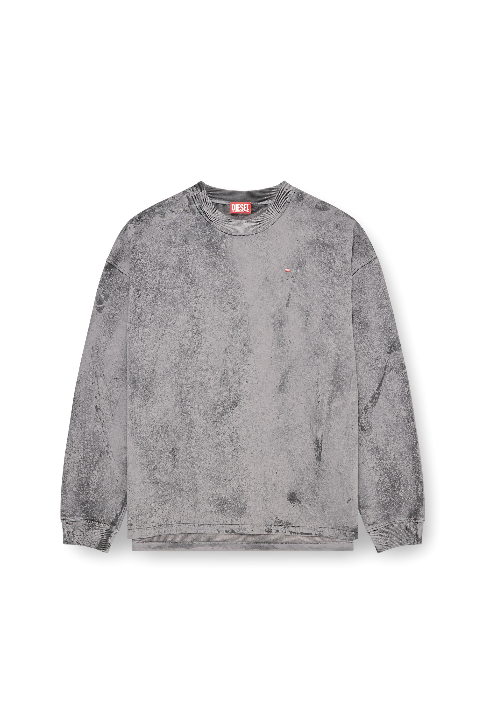 Diesel - S-BAXT-T1, Felpa effetto marmorizzato e micro logo Uomo in Grigio - 2