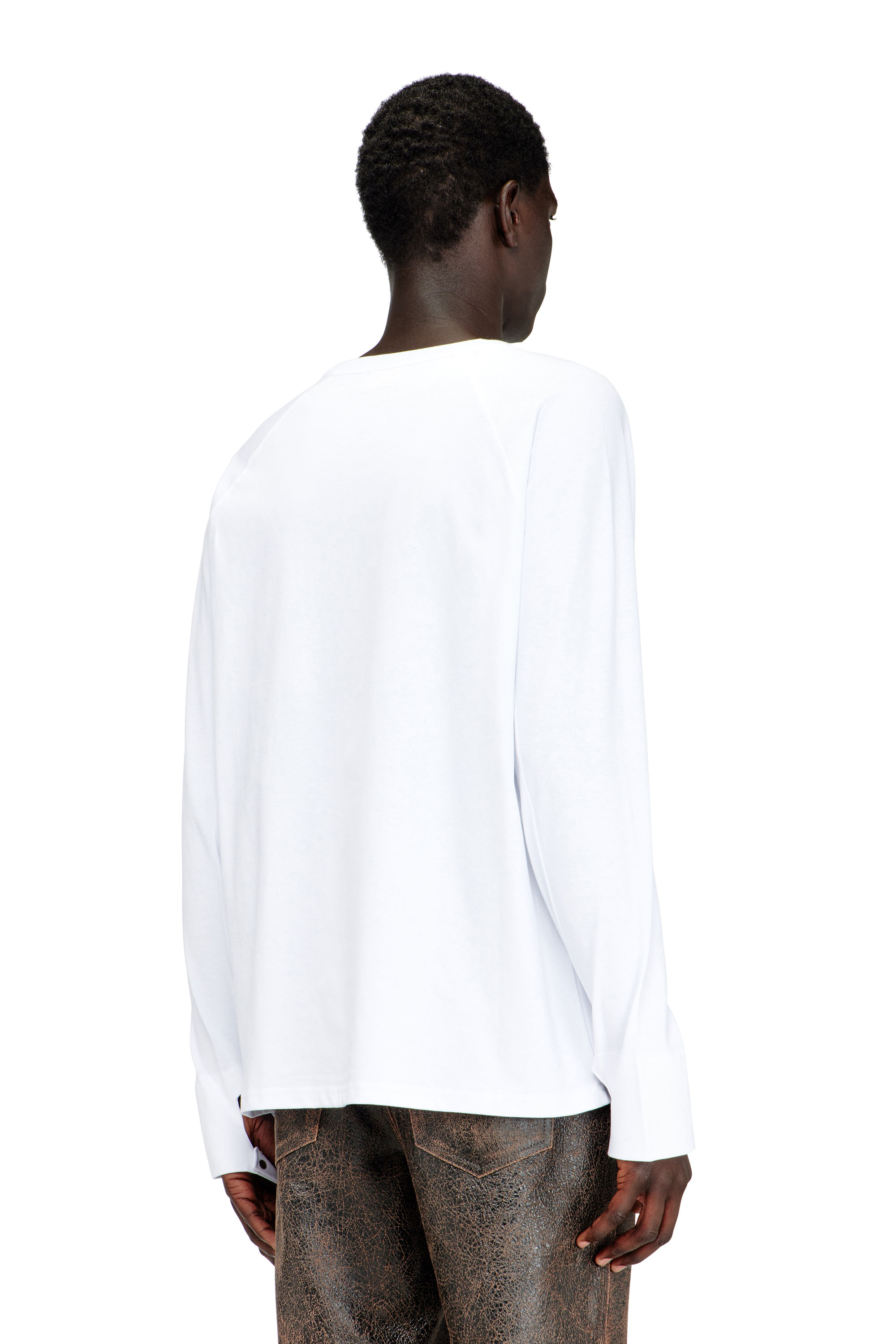 Diesel - T-KRISTIAN, T-shirt con polsino biker Uomo in Bianco - 4