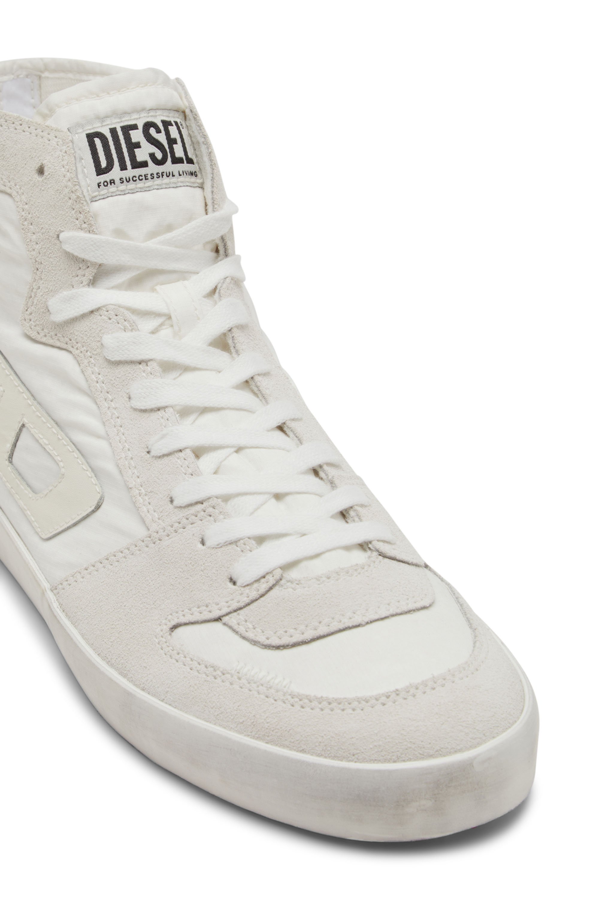 Diesel - S-LEROJI D-1 MID, Sneaker high-top in ripstop imbottito e suede Uomo in Bianco - 4