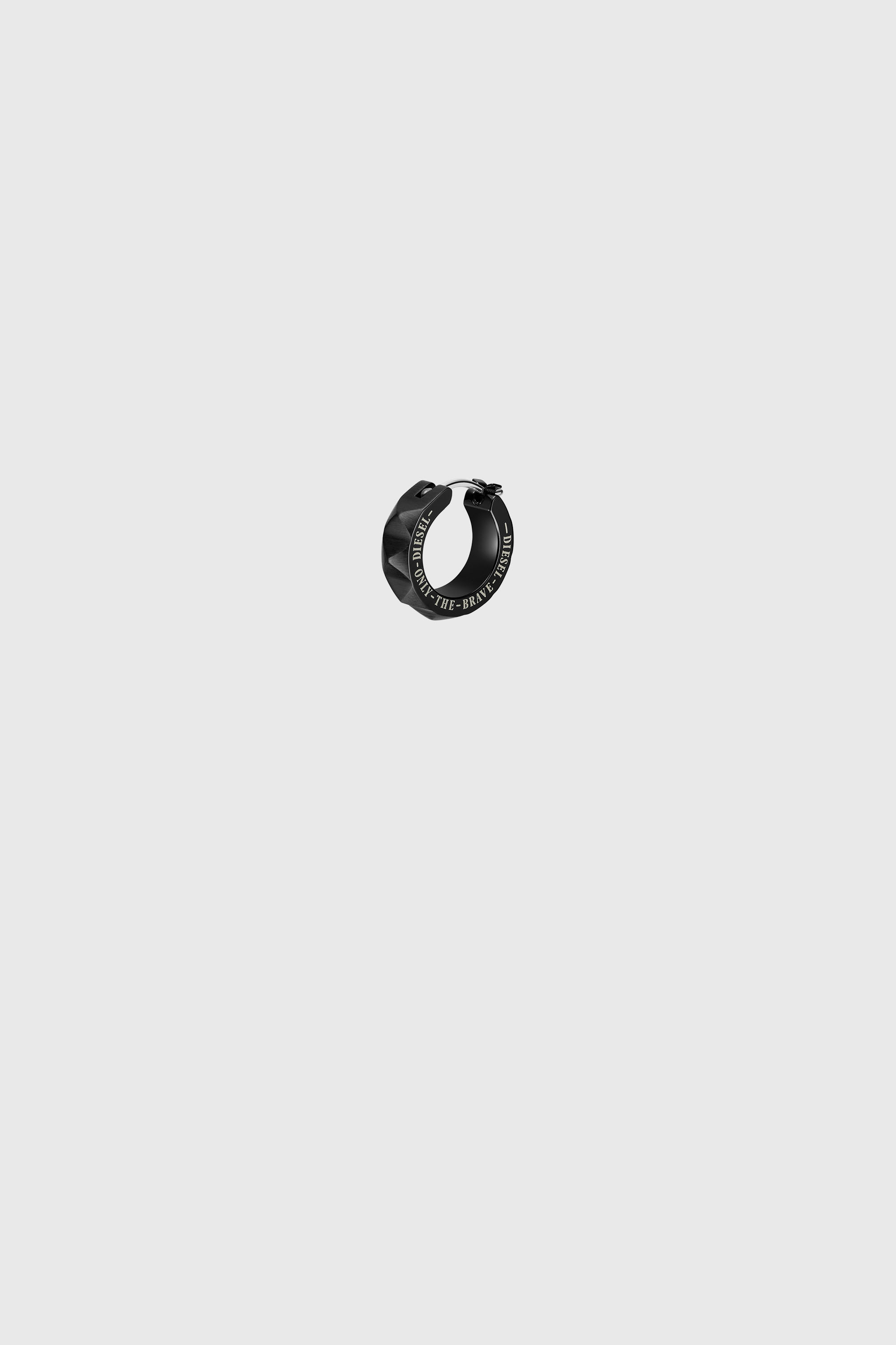 Diesel - DX1273, Orecchino ad anello aderente con borchie in acciaio inossidabile nero Uomo in Nero - 1