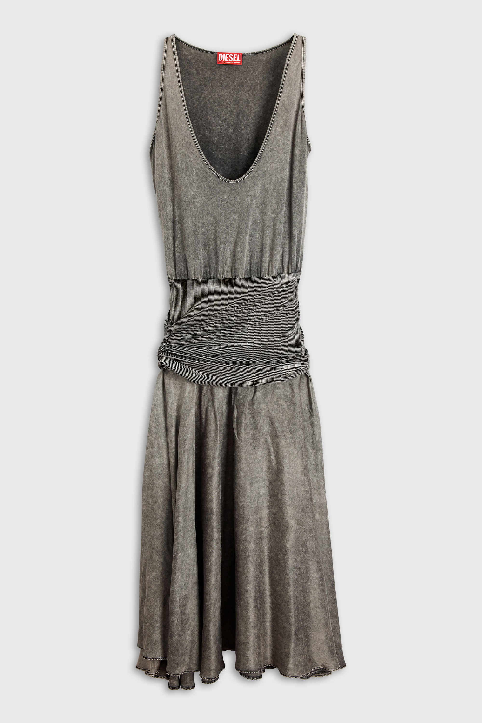 Diesel - D-SYA, Abito midi con dettaglio vita twist Donna in Grigio - 1