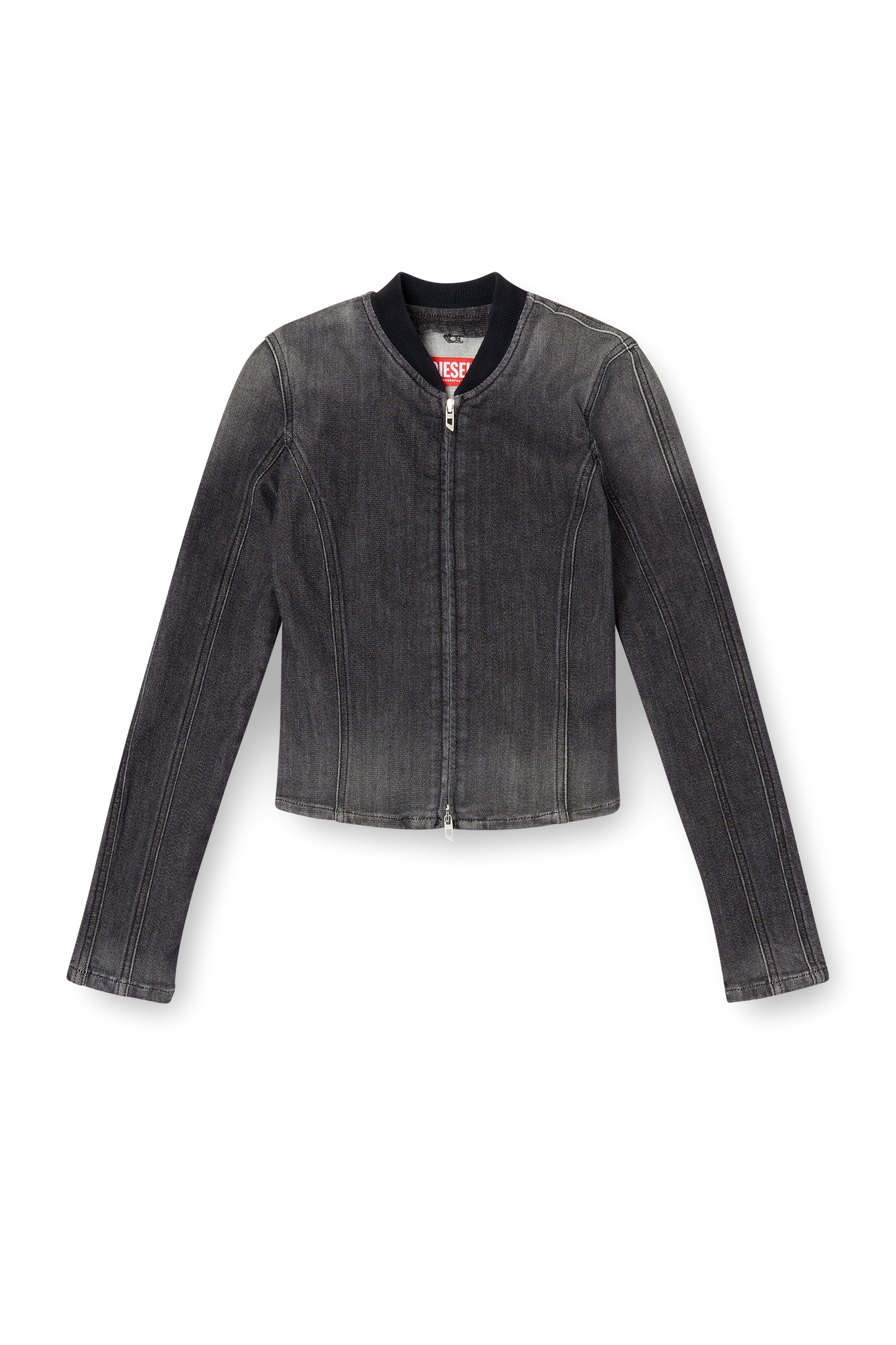 Diesel - DE-GARY-D JOGG, Giacca cropped in denim monocromato Donna in Nero - 3