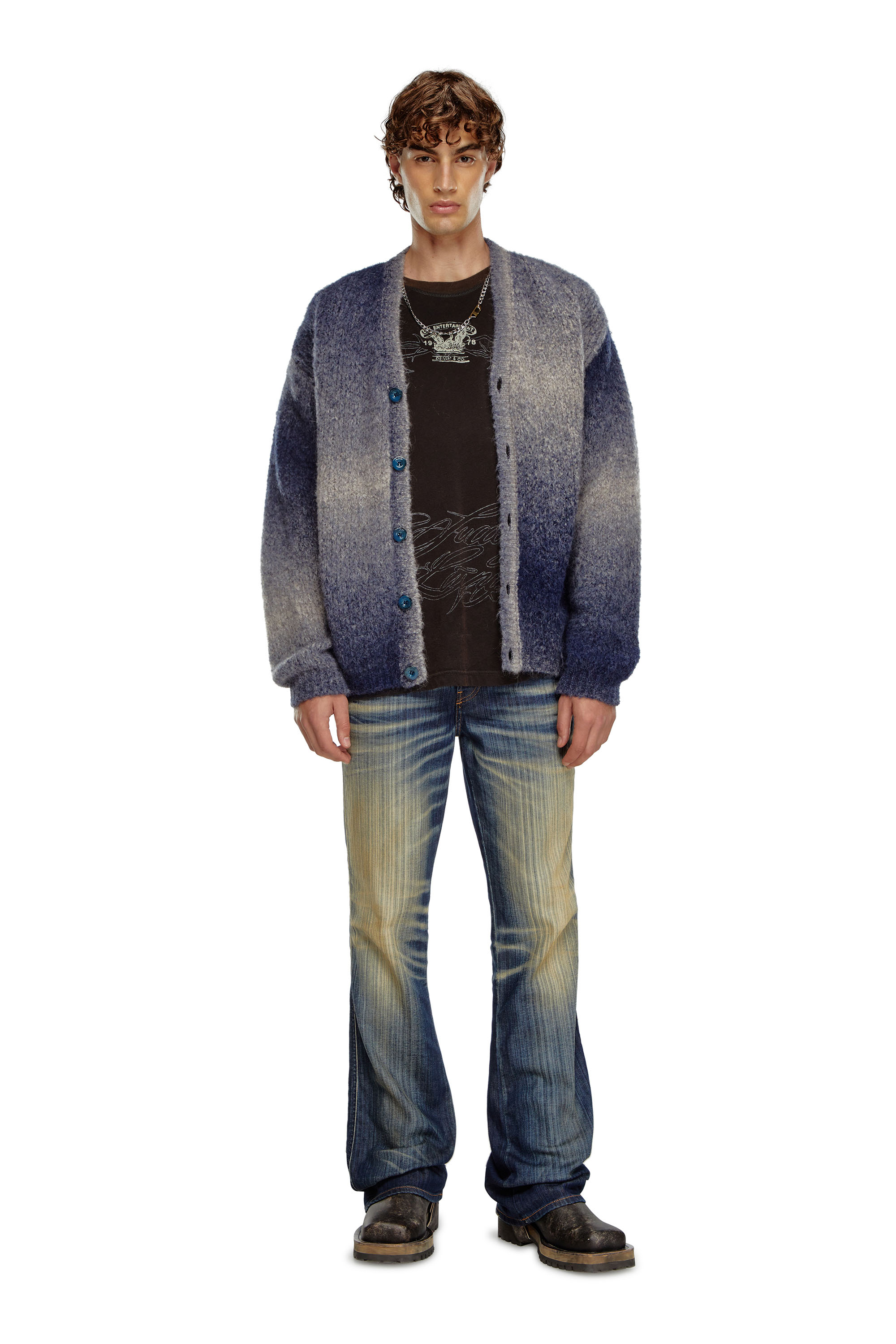 Diesel - K-RAMARRO, Cardigan dégradé in misto aplaca Uomo in Blu - 2