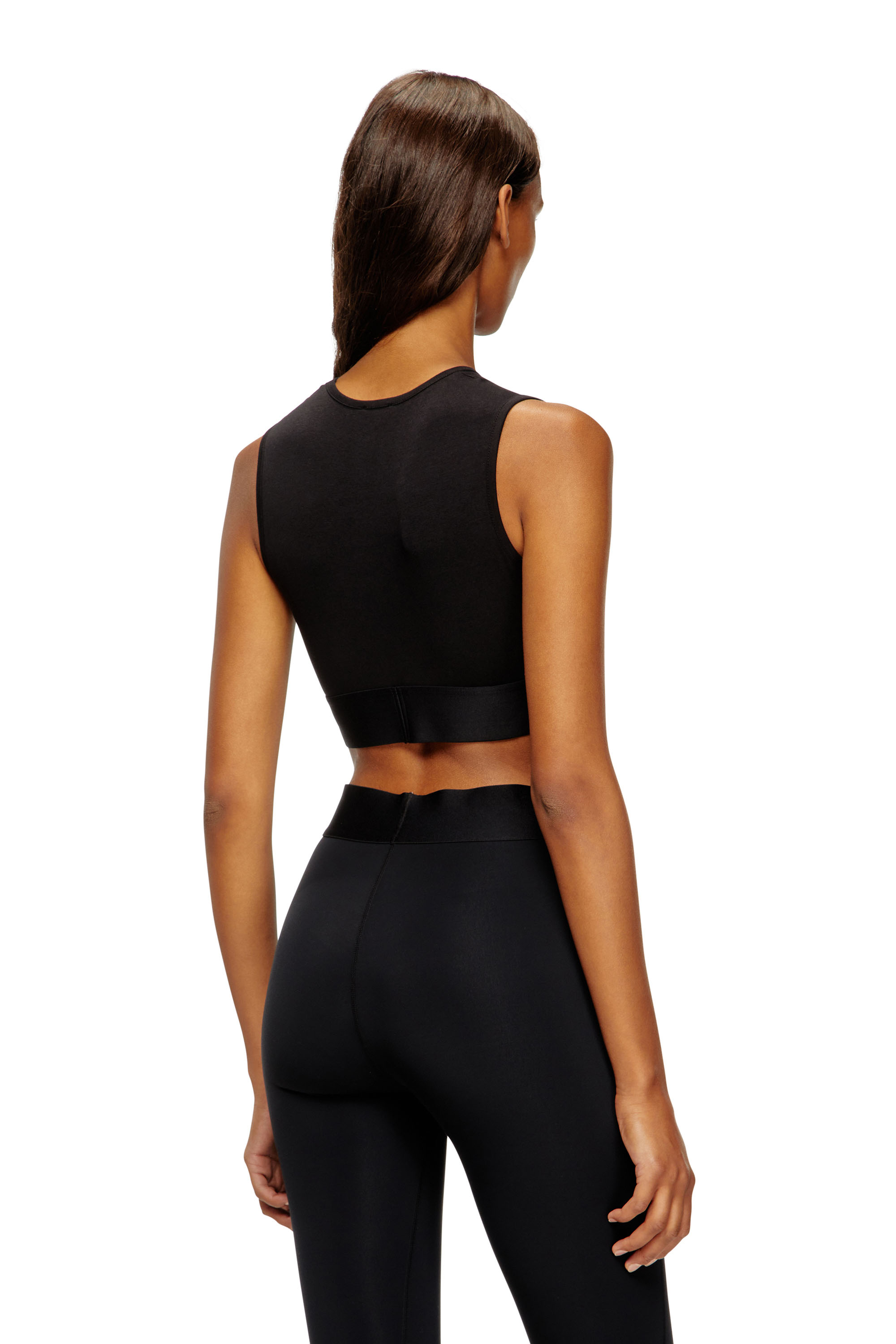 Diesel - ADA-D-POP, Crop top con logo tagliato Donna in Nero - 3