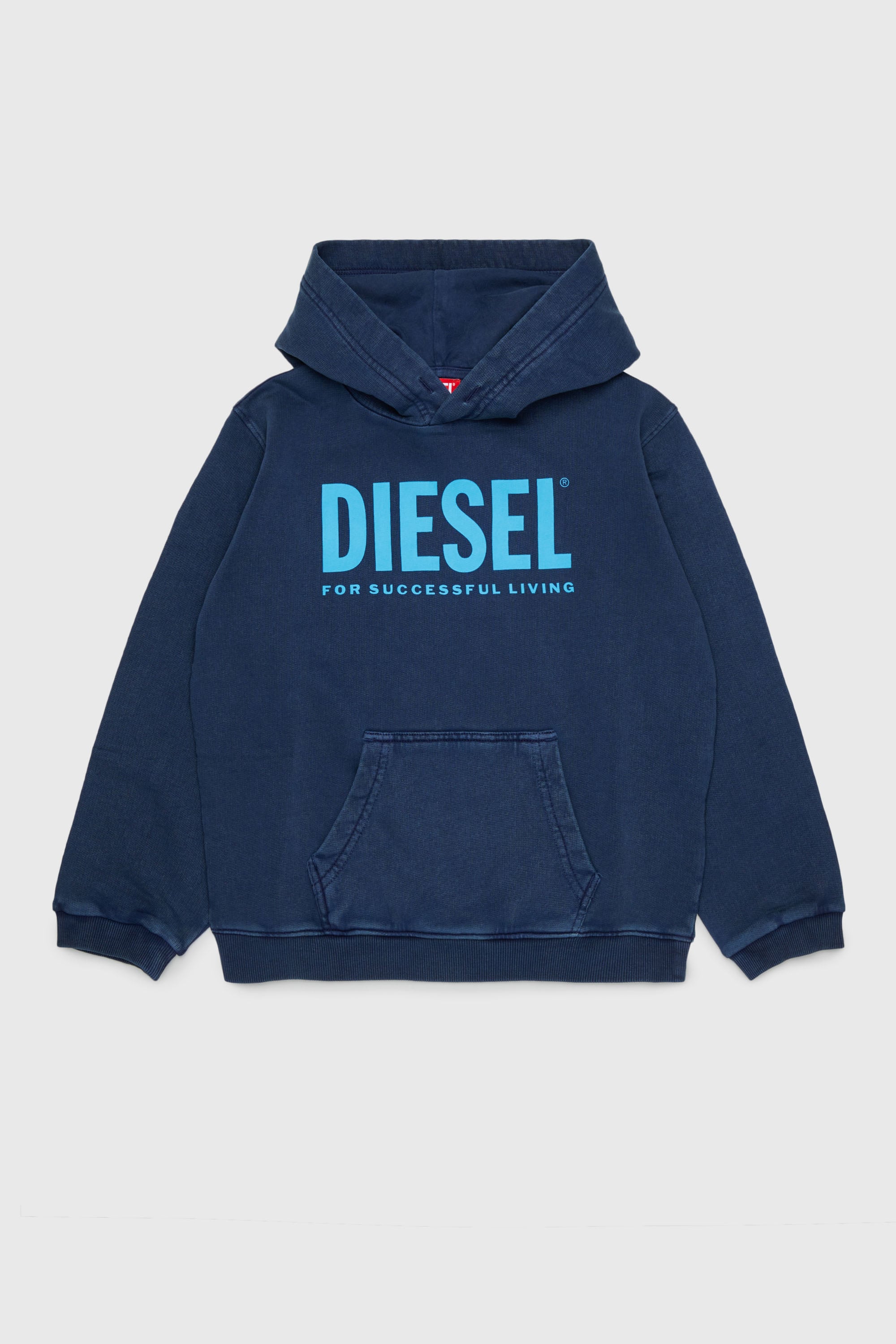 Diesel - STISEL OVER, Hoodie con maxi stampa logo Uomo in Blu - 1