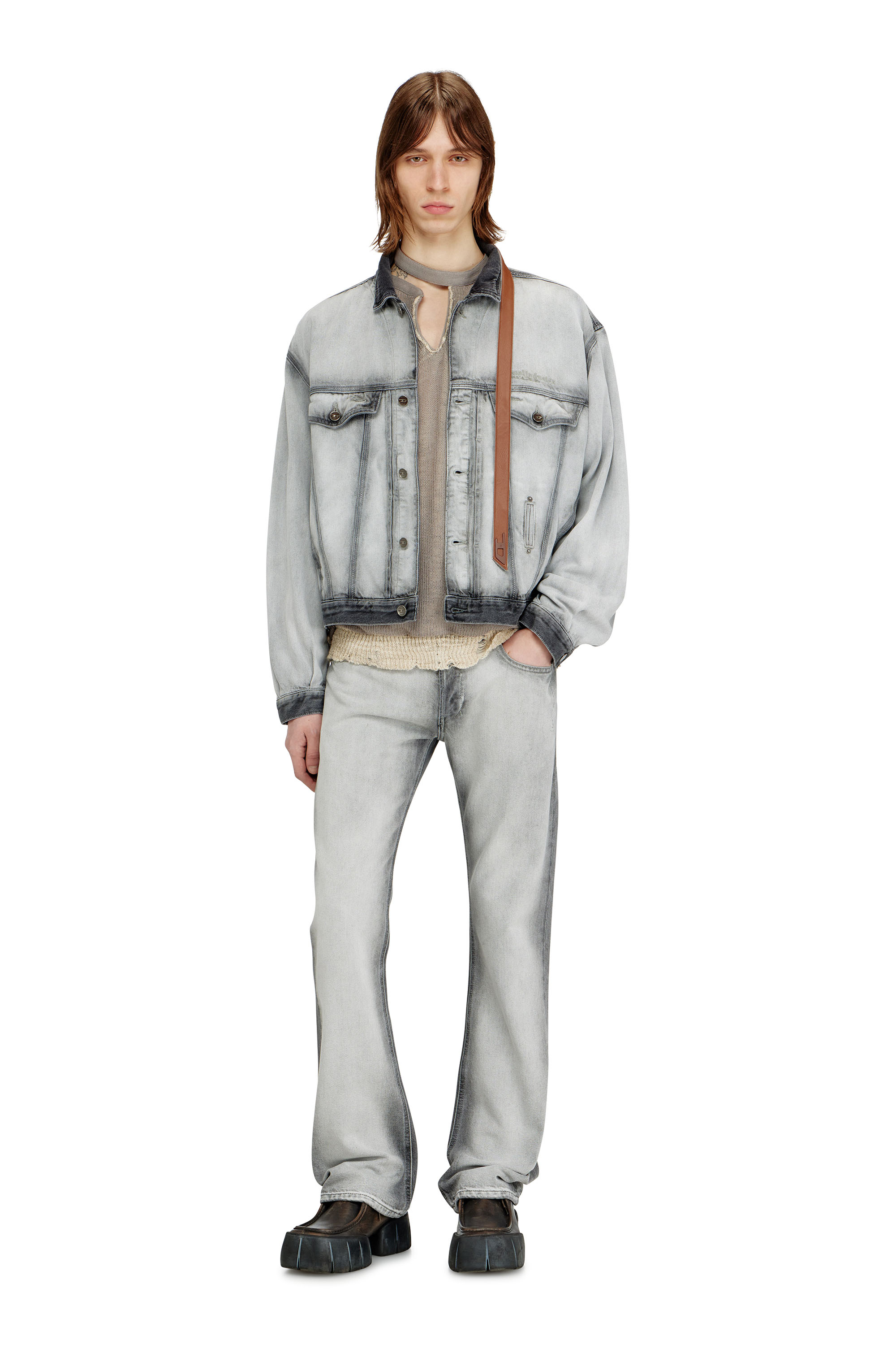 Diesel - D-DENVER-FSI, Giacca trucker in denim skeleton Unisex in Grigio - 3