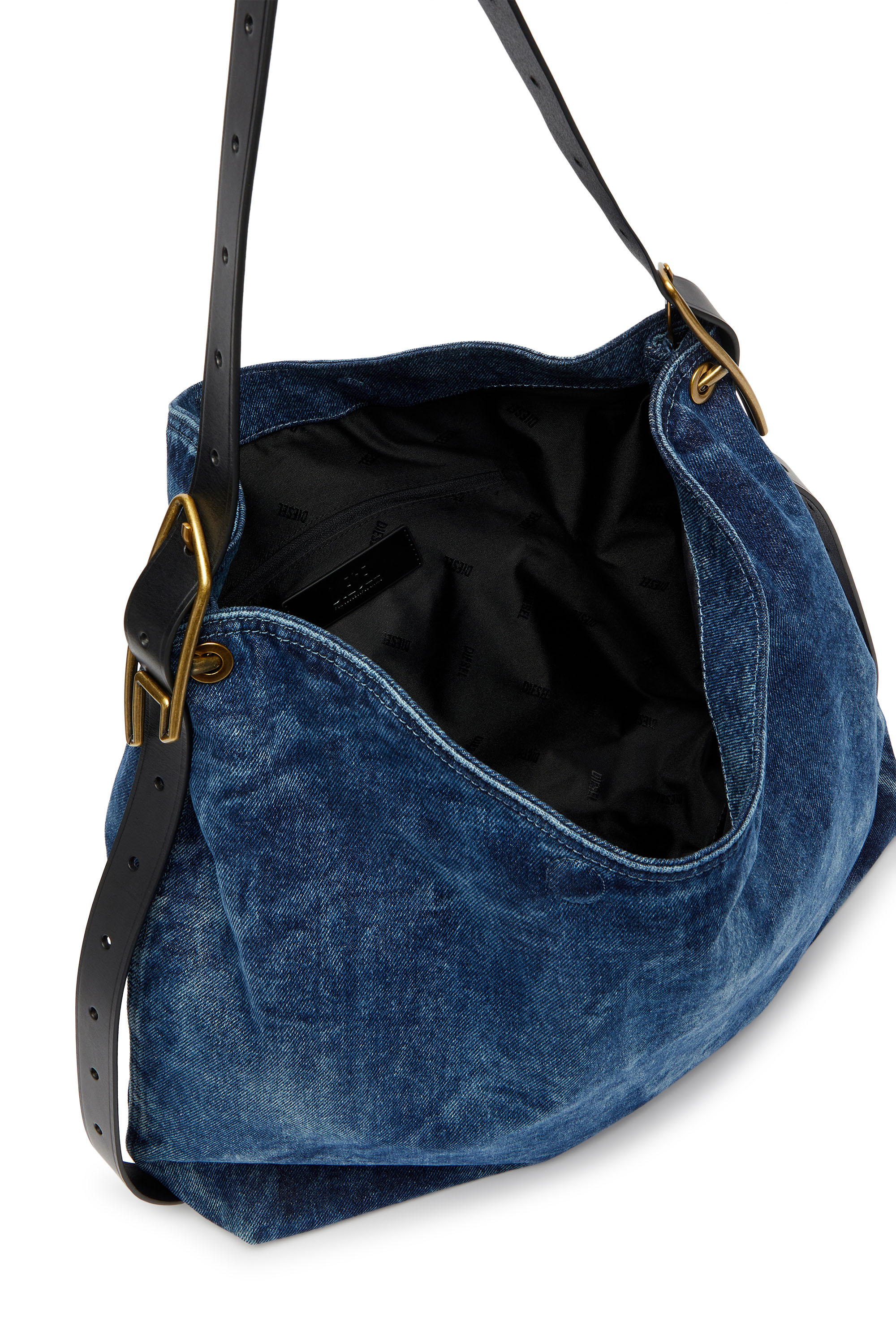 Diesel - D-LINE HOBO L, D-Line-Borsa hobo in denim Donna in Blu - 4