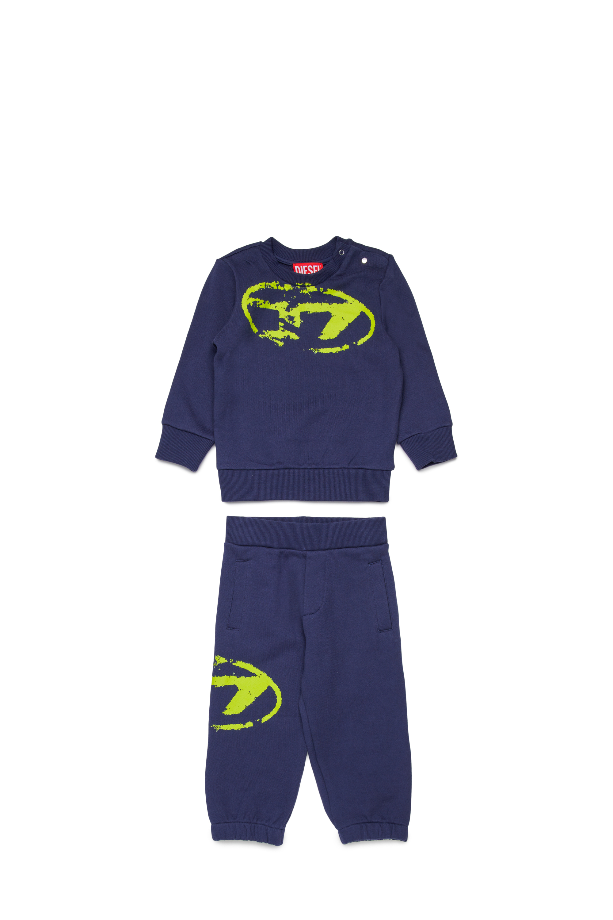 Diesel - SBOXTN5BLONGB-SET, Set abbigliamento baby con logo Oval D usurato Unisex in Blu - 1